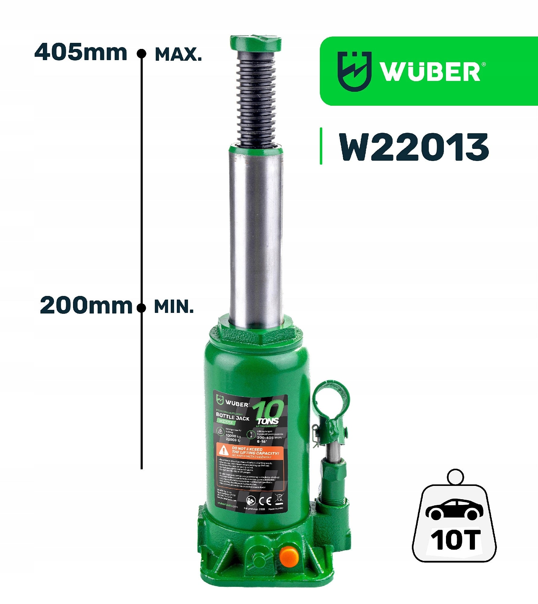 CAR LIFT 200-405 MM POST HYDRAULIC JACK VALVE 10 TONS Brand Wuber