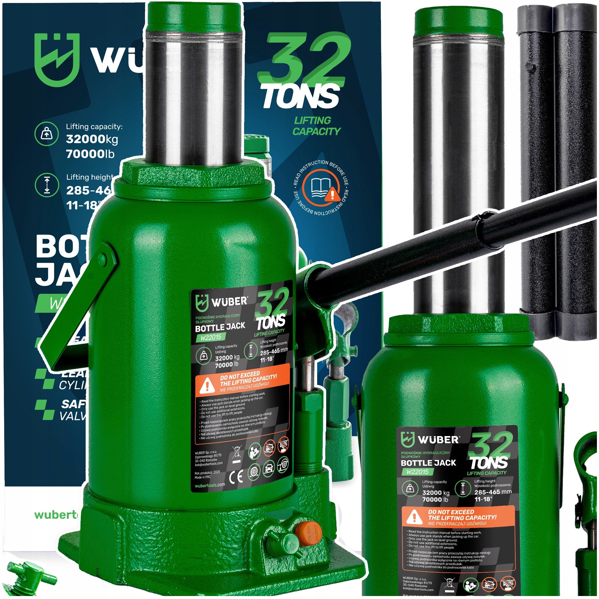 CAR LIFT 285-465 MM POST HYDRAULIC JACK VALVE 32 TONS