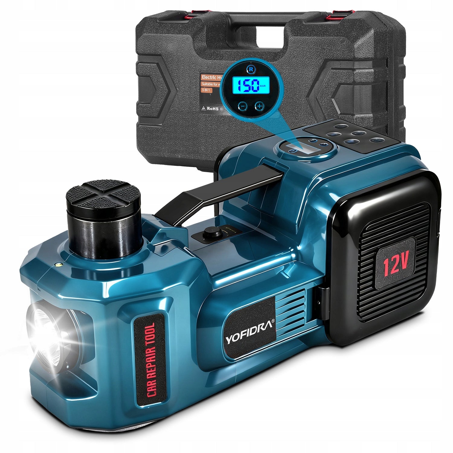 CAR LIFT Floor ELECTRIC JACK 12V 5T + Tire Inflator Manufacturer code sku007208