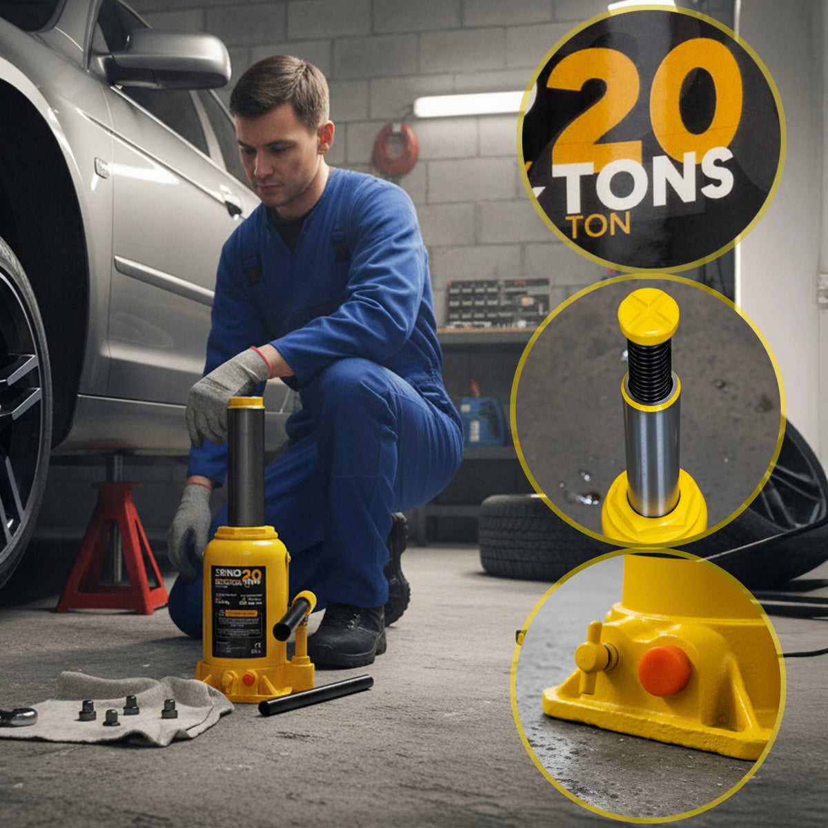 CAR LIFT HYDRAULIC BOLLARD BOTTLE JACK 20000 KG RINO EAN (GTIN) 5904541422787