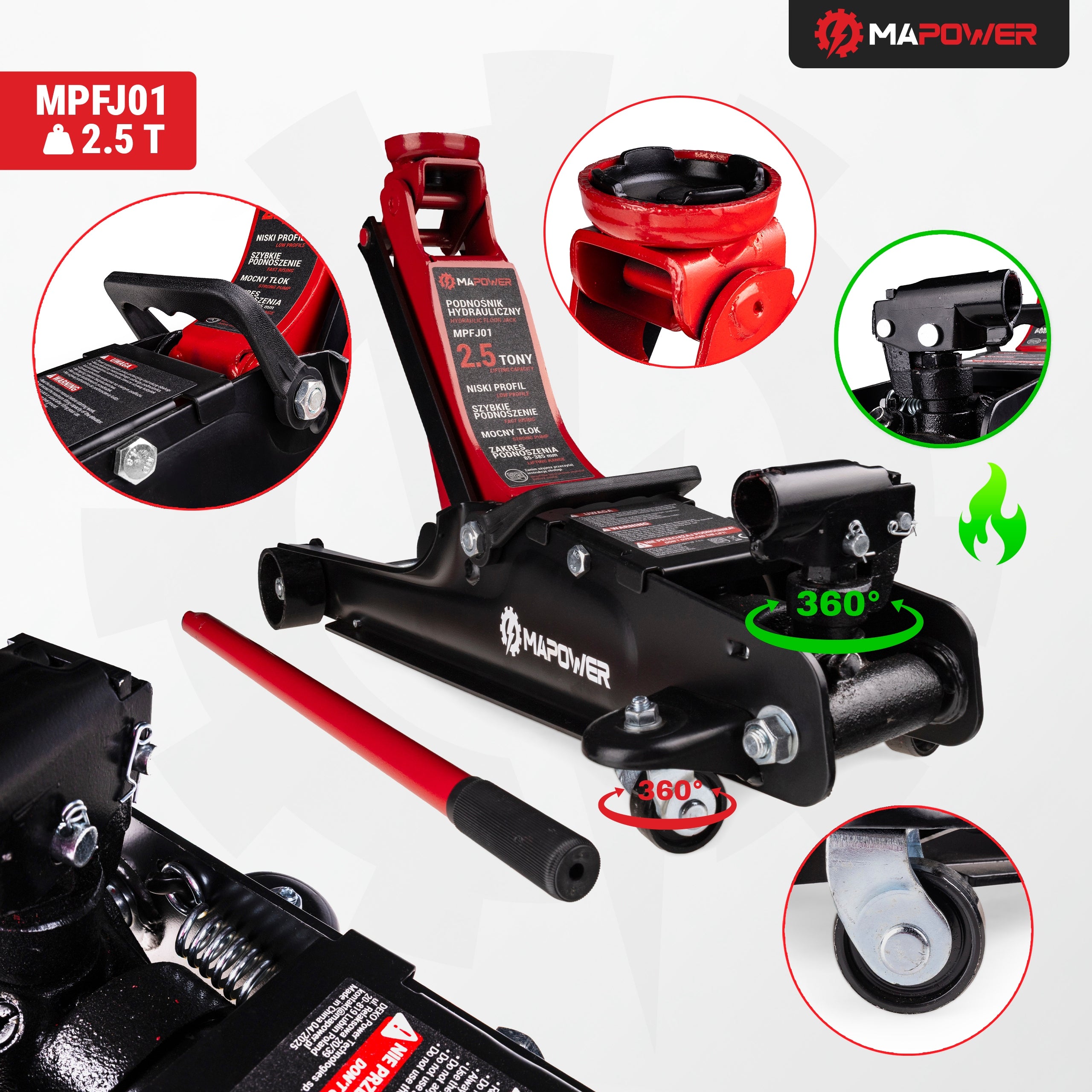 CAR LIFT HYDRAULIC FROG LOW PROFILE JACK >2.5T< STRONG Manufacturer code MPFJ01
