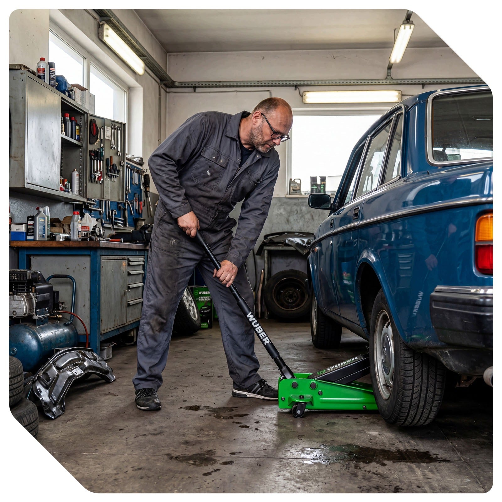 CAR LIFT LOW PROFILE SINGLE PISTON FROG 3000KG 3T 140-460MM Brand Wuber