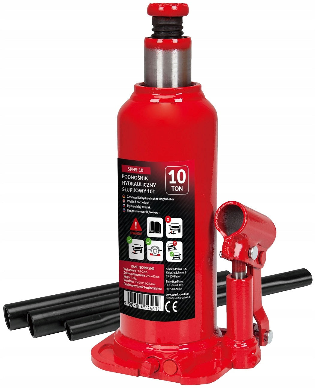 CAR LIFT POST HYDRAULIC BOTTLE JACK 10T SCHMITH