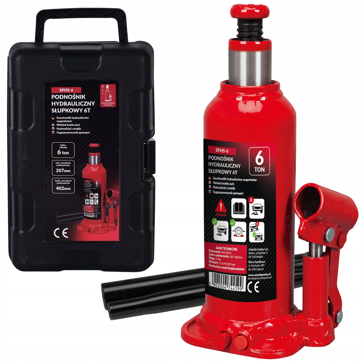 CAR LIFT POST HYDRAULIC BOTTLE JACK 6T SCHMITH Manufacturer code SPHS-6