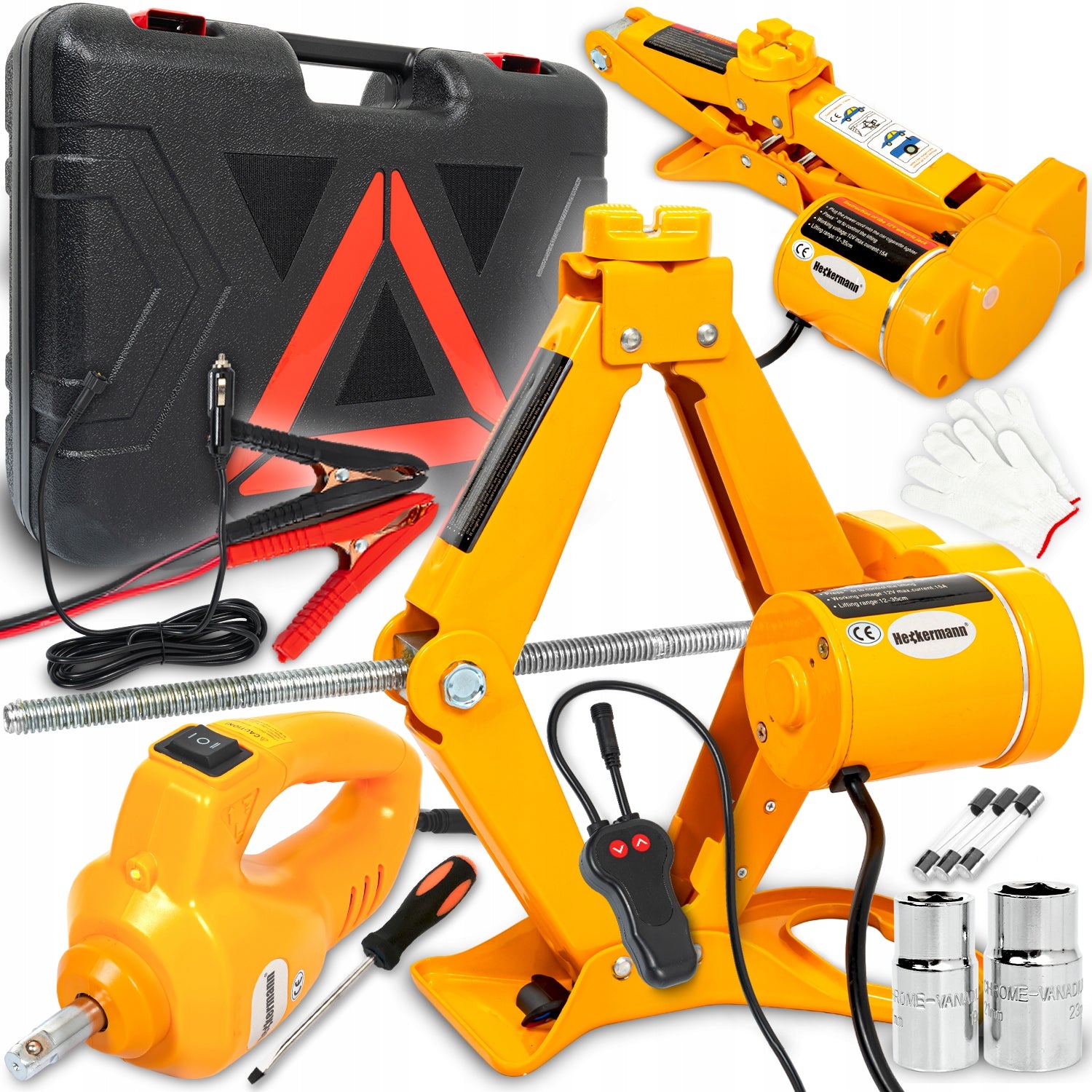 CAR LIFT TRAPEZOIDAL HYDRAULIC JACK 12V 2T + WHEEL WRENCH