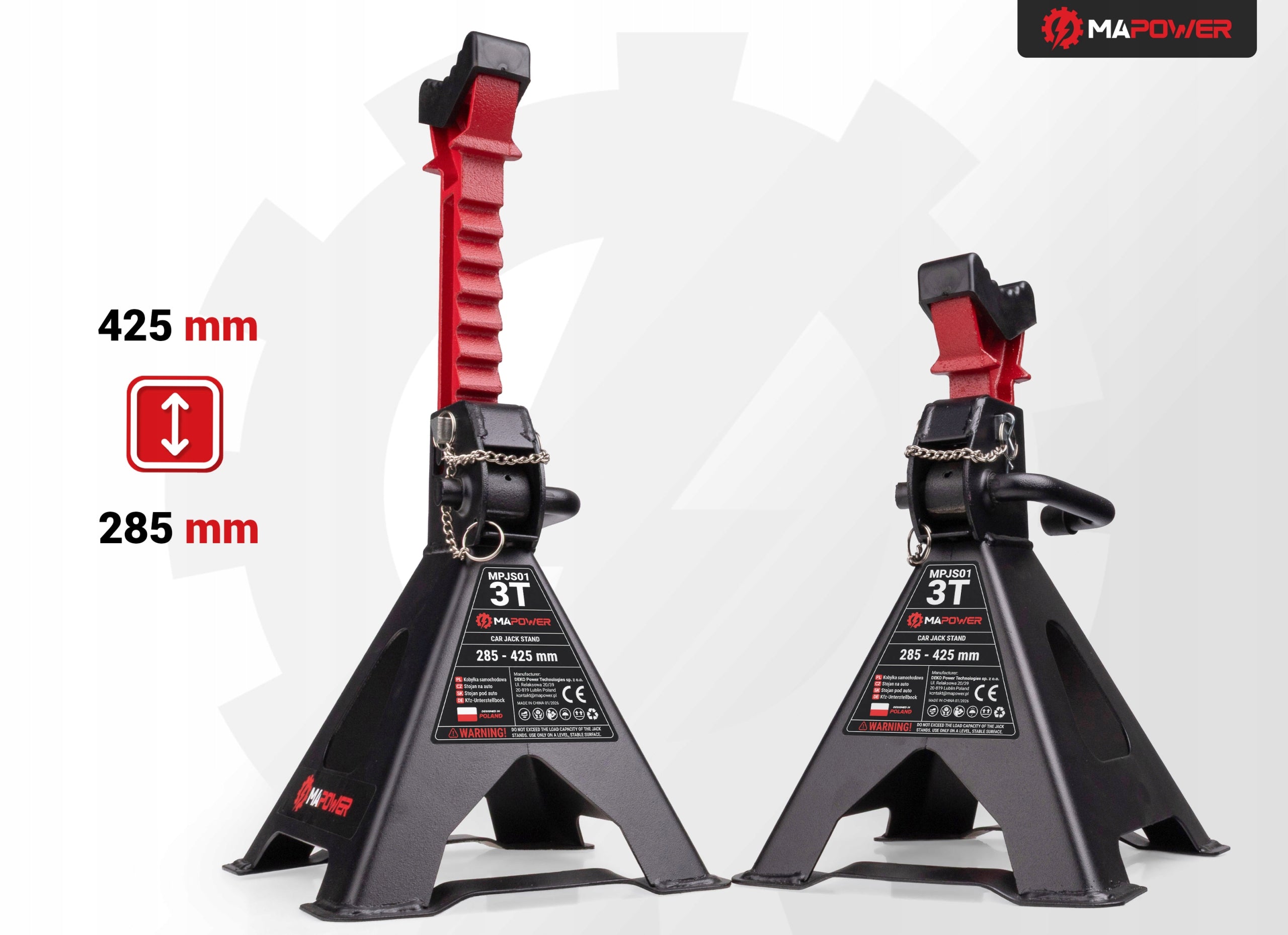 CAR MARE WORKSHOP SUPPORT STANDS LOCK [3T] 2PCS MAPOWER Customs tariff code 7326909890