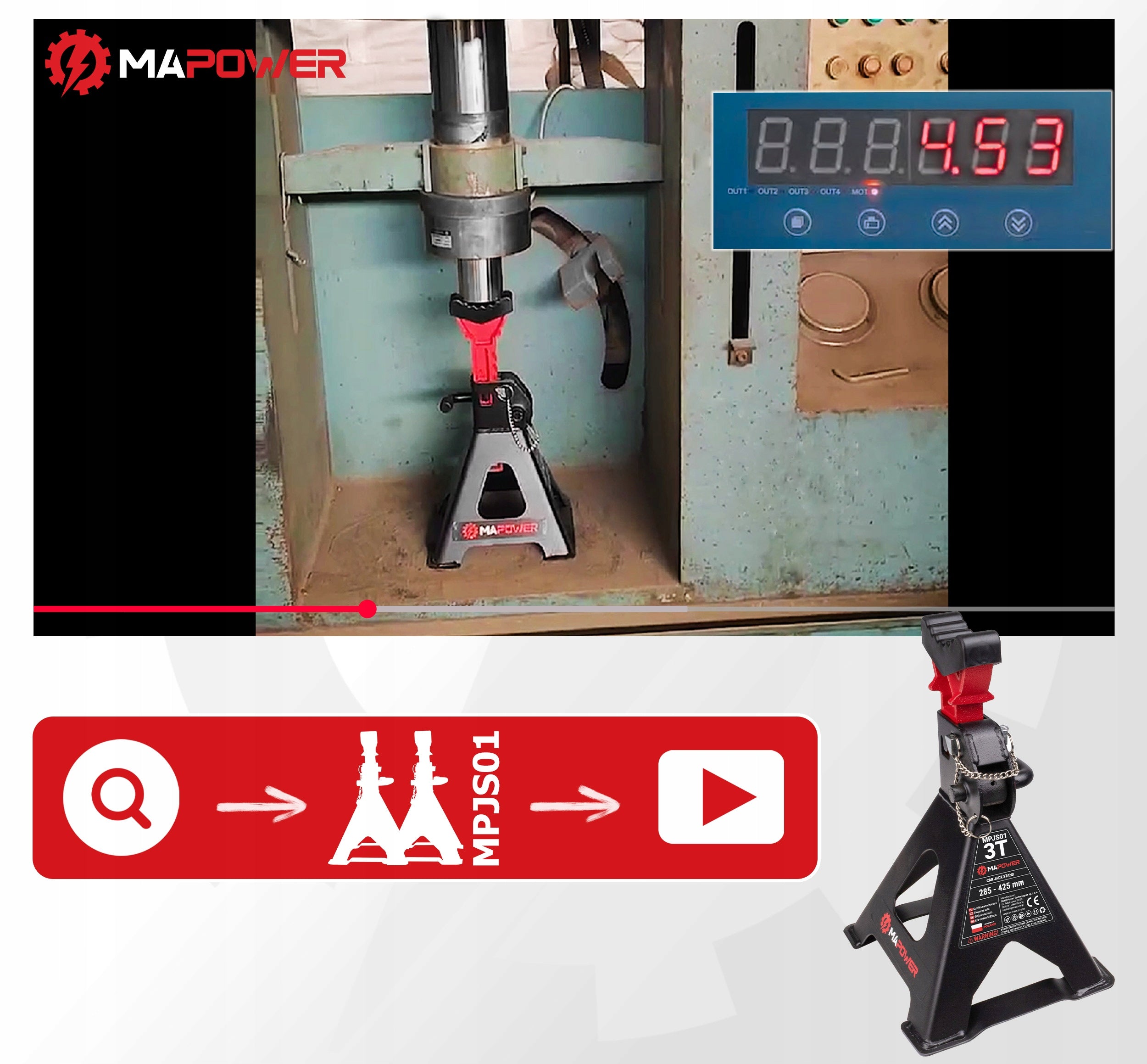 CAR MARE WORKSHOP SUPPORT STANDS LOCK [3T] 2PCS MAPOWER Product weight with unit packaging 5.2 kg
