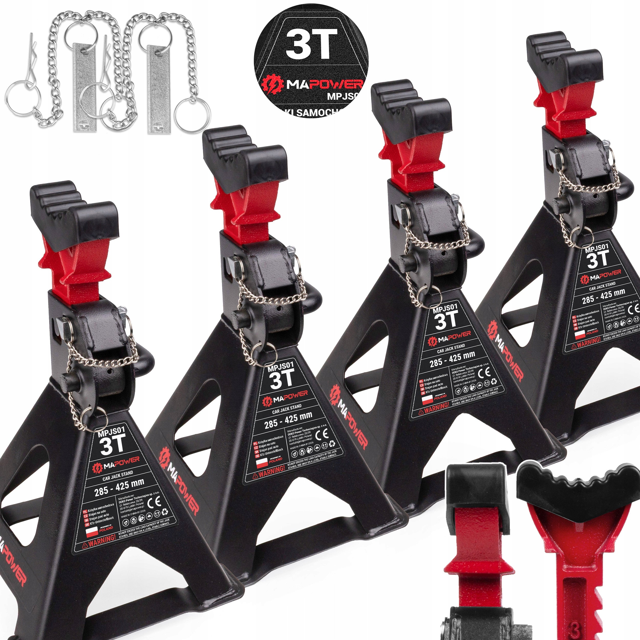 CAR MARE WORKSHOP SUPPORTS WITH RUBBER LOCK [ 3T ] 4PCS MAPOWER