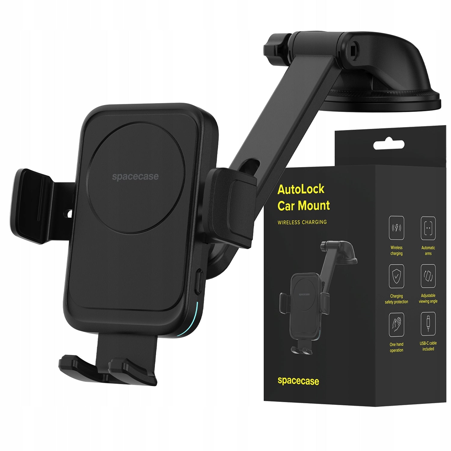 CAR PHONE HOLDER FOR WINDOW BOARD WITH INDUCTION CHARGER QI 15W