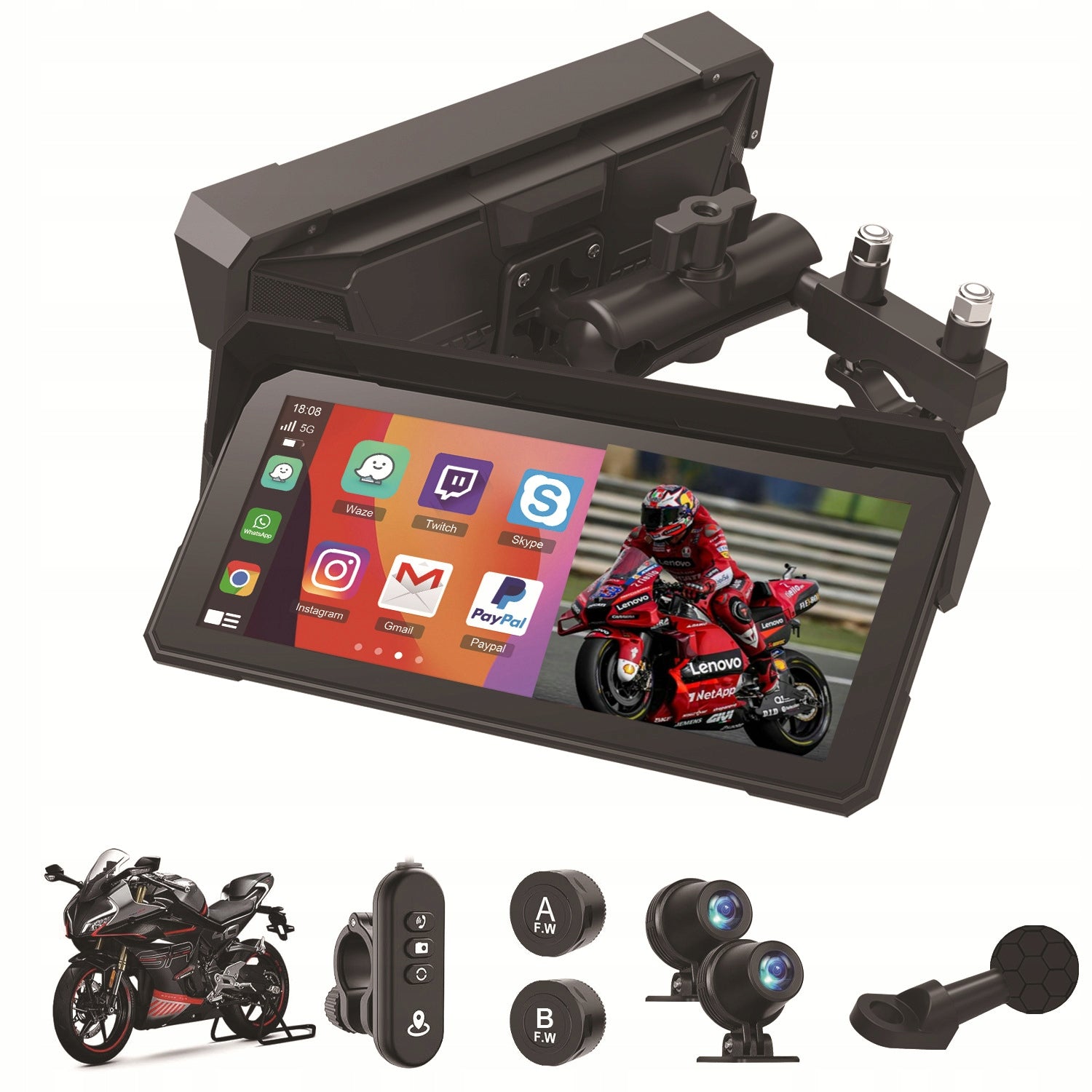 CAR PURIDE W702T Pro Motorcycle Screen 7" CarPlay Android Auto TPMS 2026