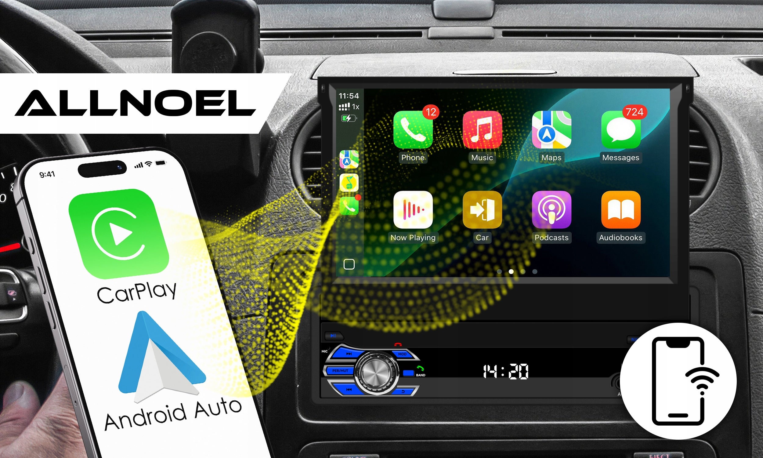 CAR RADIO 1 DIN 7'' CARPLAY ANDROID WIFI RDS RETRACTABLE SCREEN 4GB RAM Manufacturer code Radio 1 DIN / CarPlay / Android 15 / AI