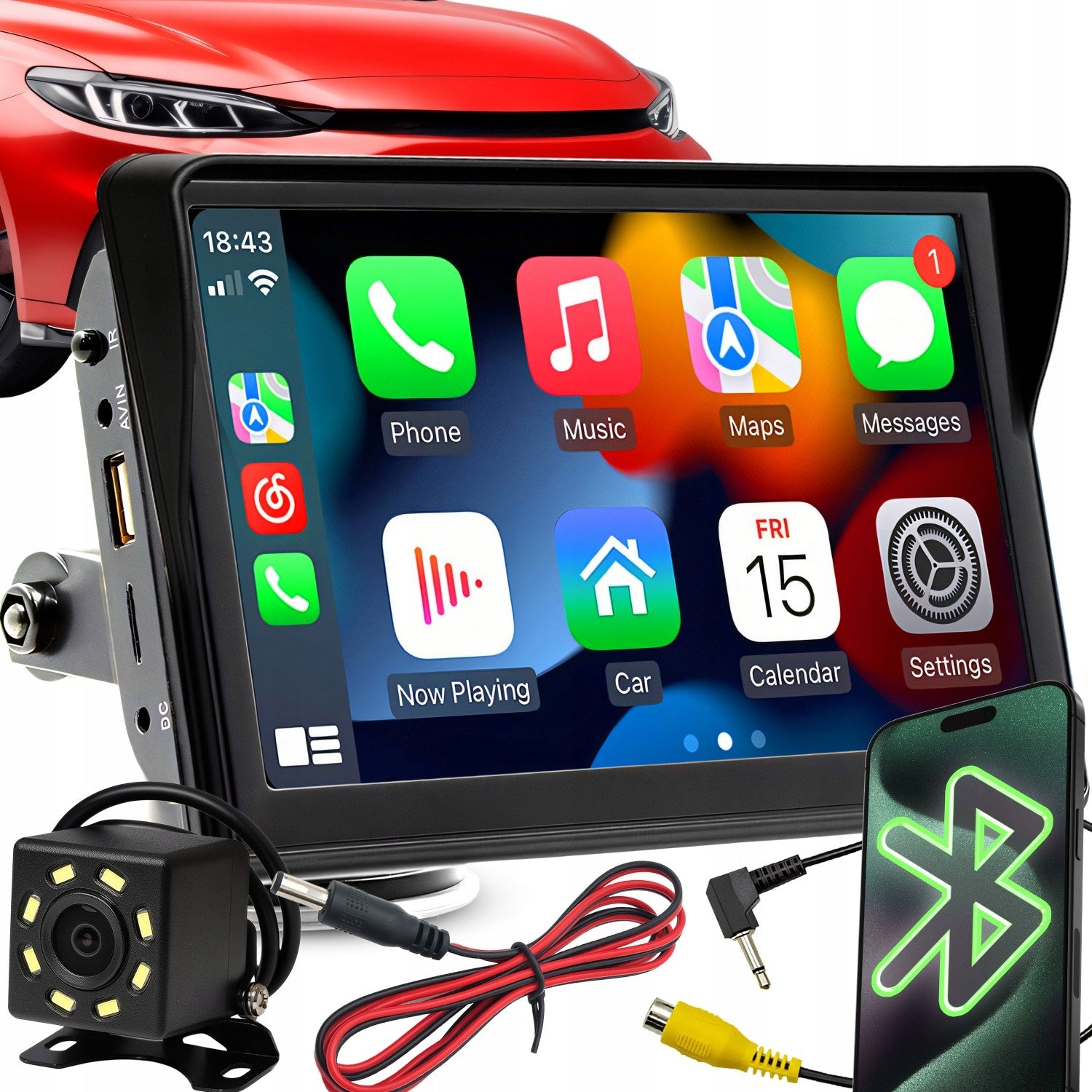 CAR RADIO 7 INCHES ANDROID APPLE CARPLAY MULTIMEDIA REVERSING CAMERA
