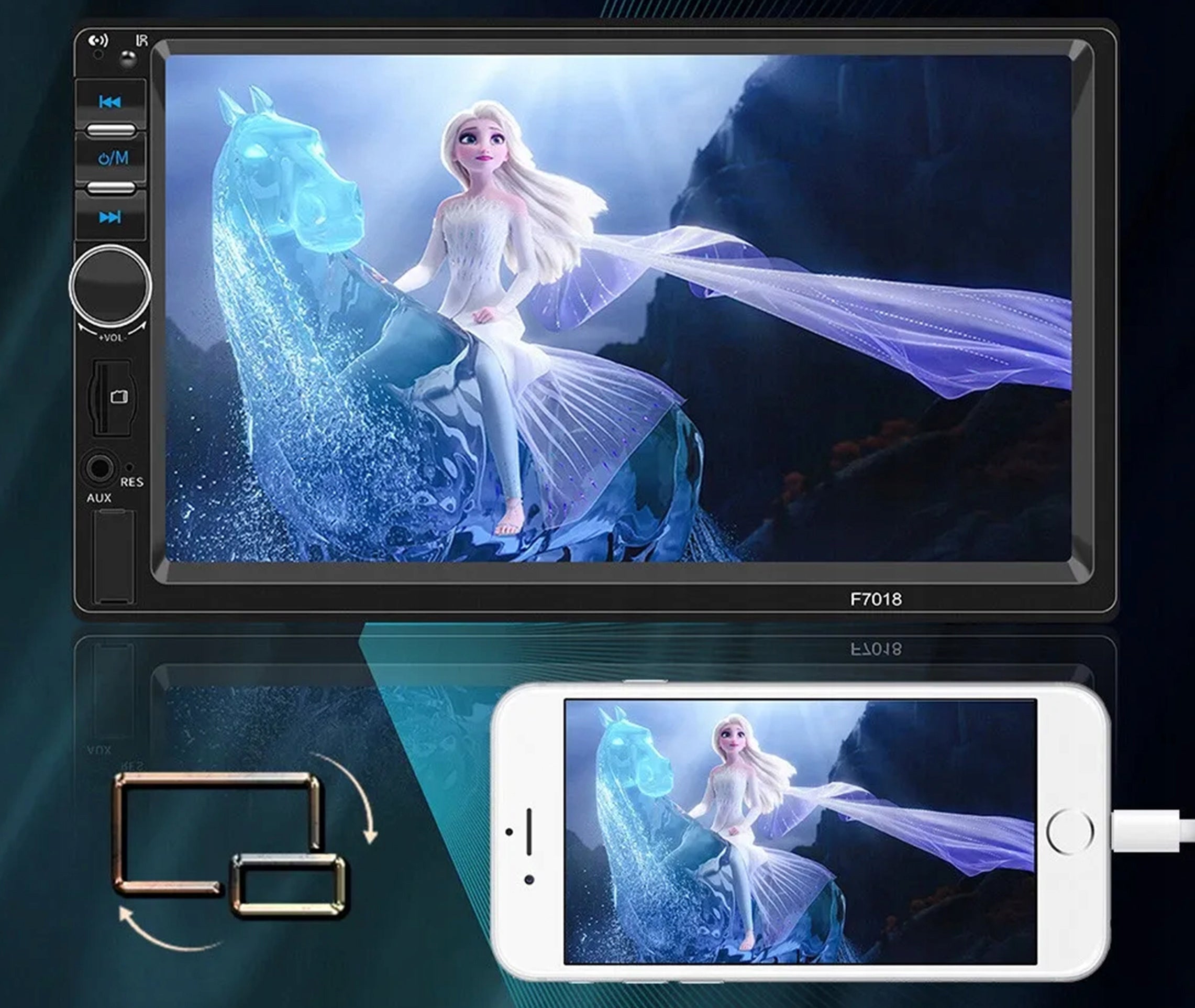 CAR RADIO BLUETOOTH 2 DIN 7 INCH TOUCH SCREEN USB AUX SD + CAMERA Manufacturer code RADIOODTWARZACZ MIKROFON PILOT ANDROID AUTO