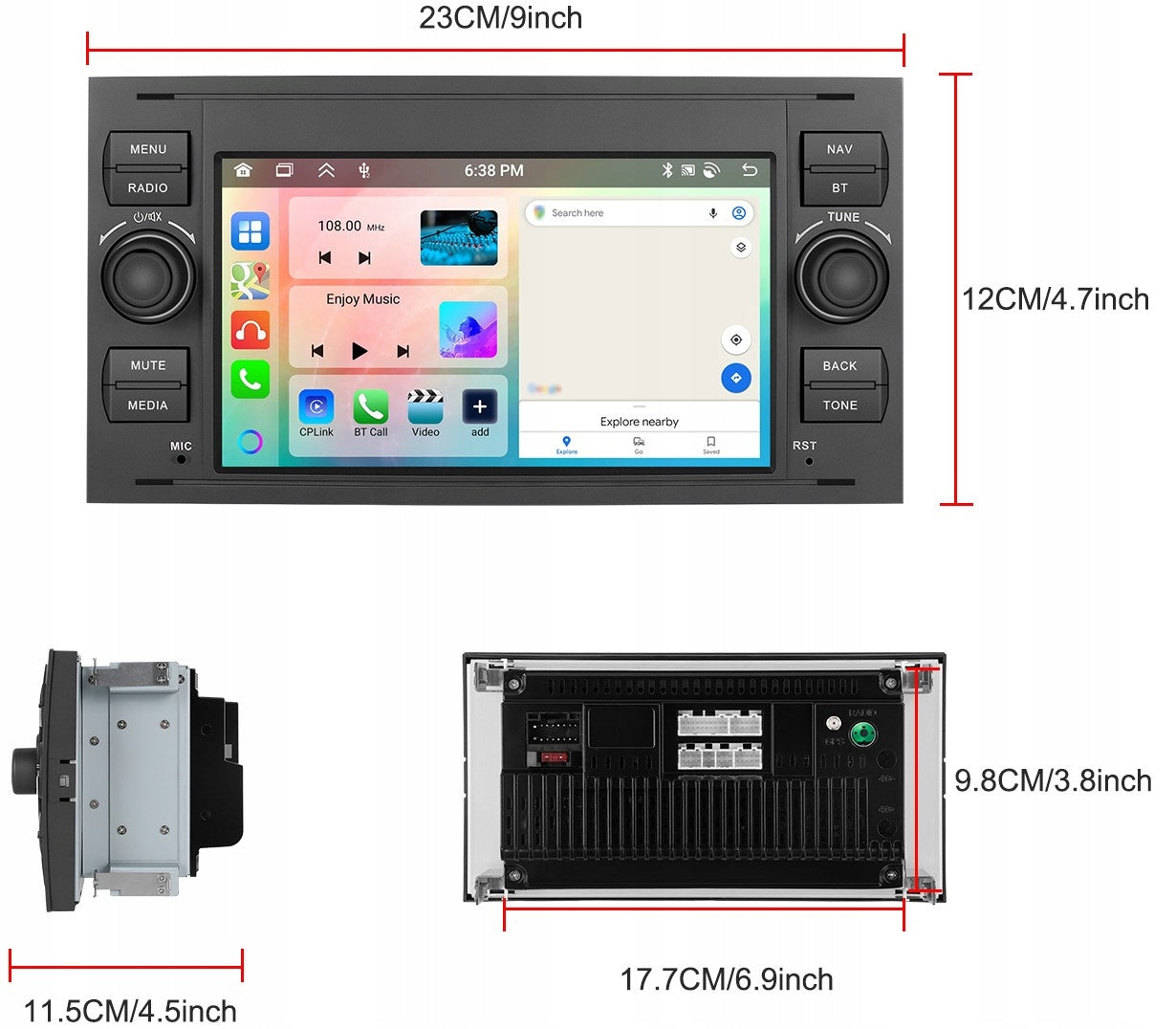 CAR RADIO FOR FORD KUGA S-MAX C-MAX CARPLAY 6GB RDS GPS WIFI ANDROID Packaging status original