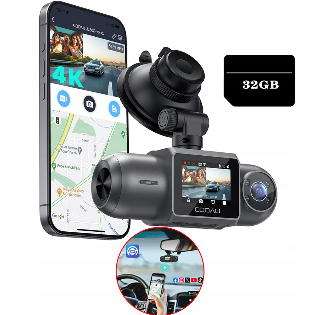 CAR RECORDER PROFESSIONAL 4K WIFI GPS WITH 32GB SD REARVIEW CAMERA
