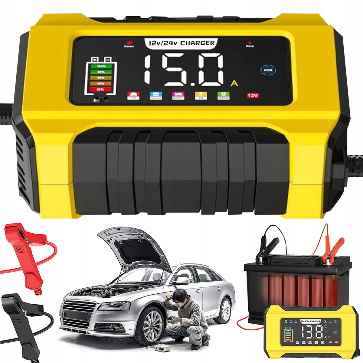 CAR RECTIFIER AUTOMATIC 9-DEGREE PULSE LCD 12V 24V TRACTOR