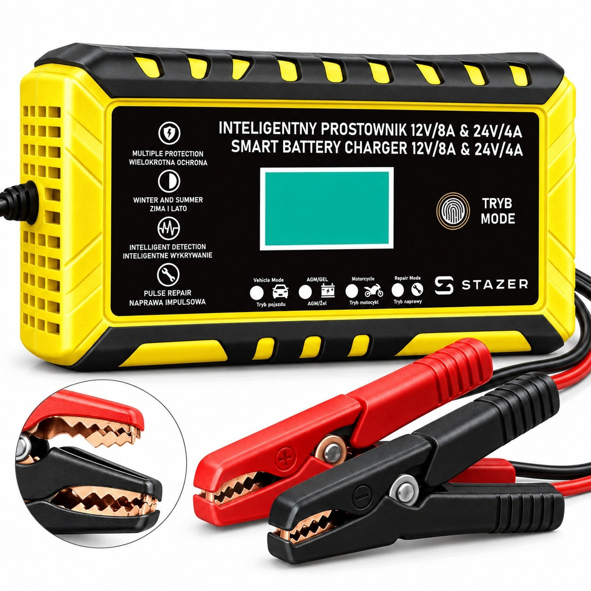 CAR RECTIFIER CHARGER FOR AGM GEL BATTERIES 12V 24V 8A