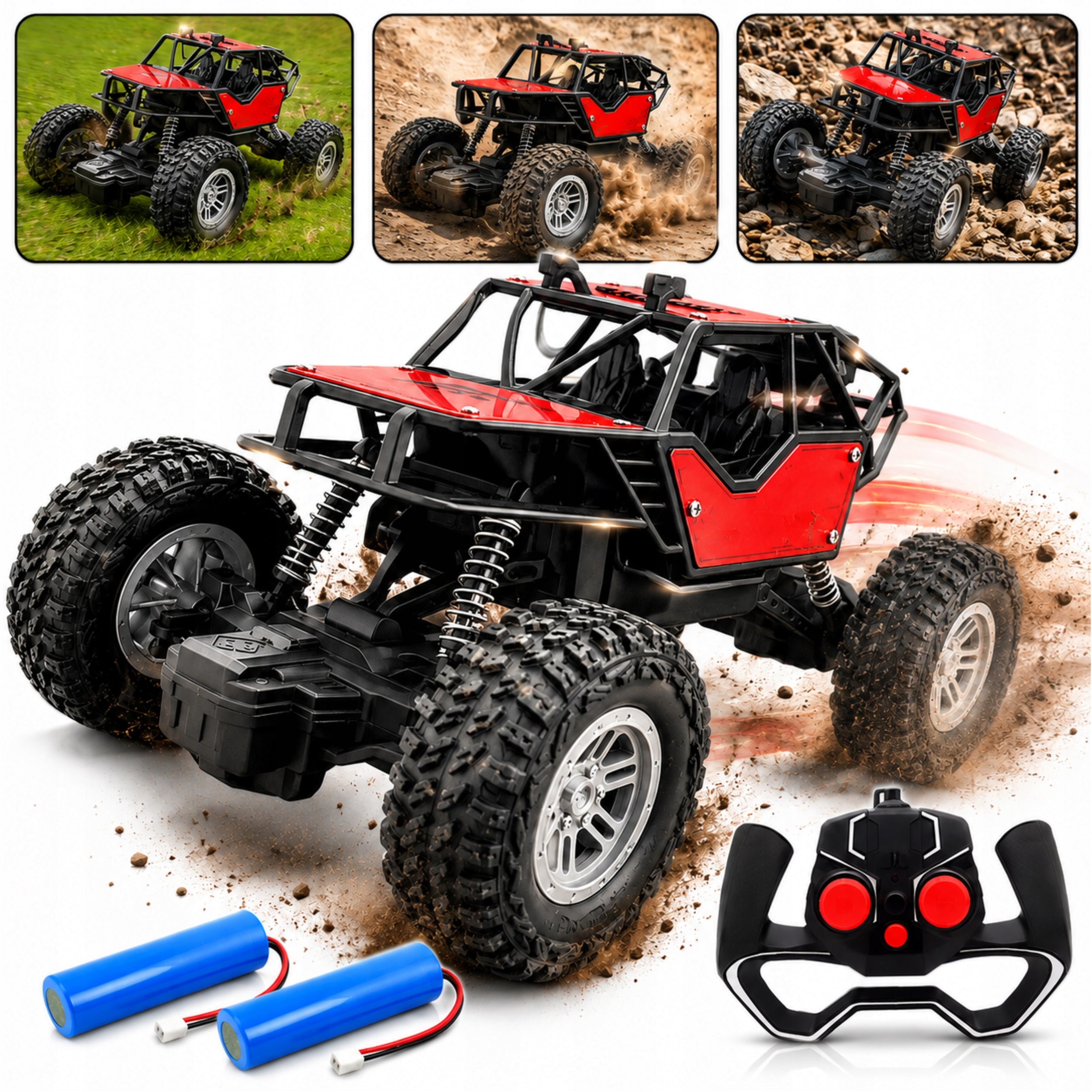 CAR REMOTE CONTROLLED AUTO RC FOR CHILDREN OFF-ROAD + 2 BATTERIES LARGE