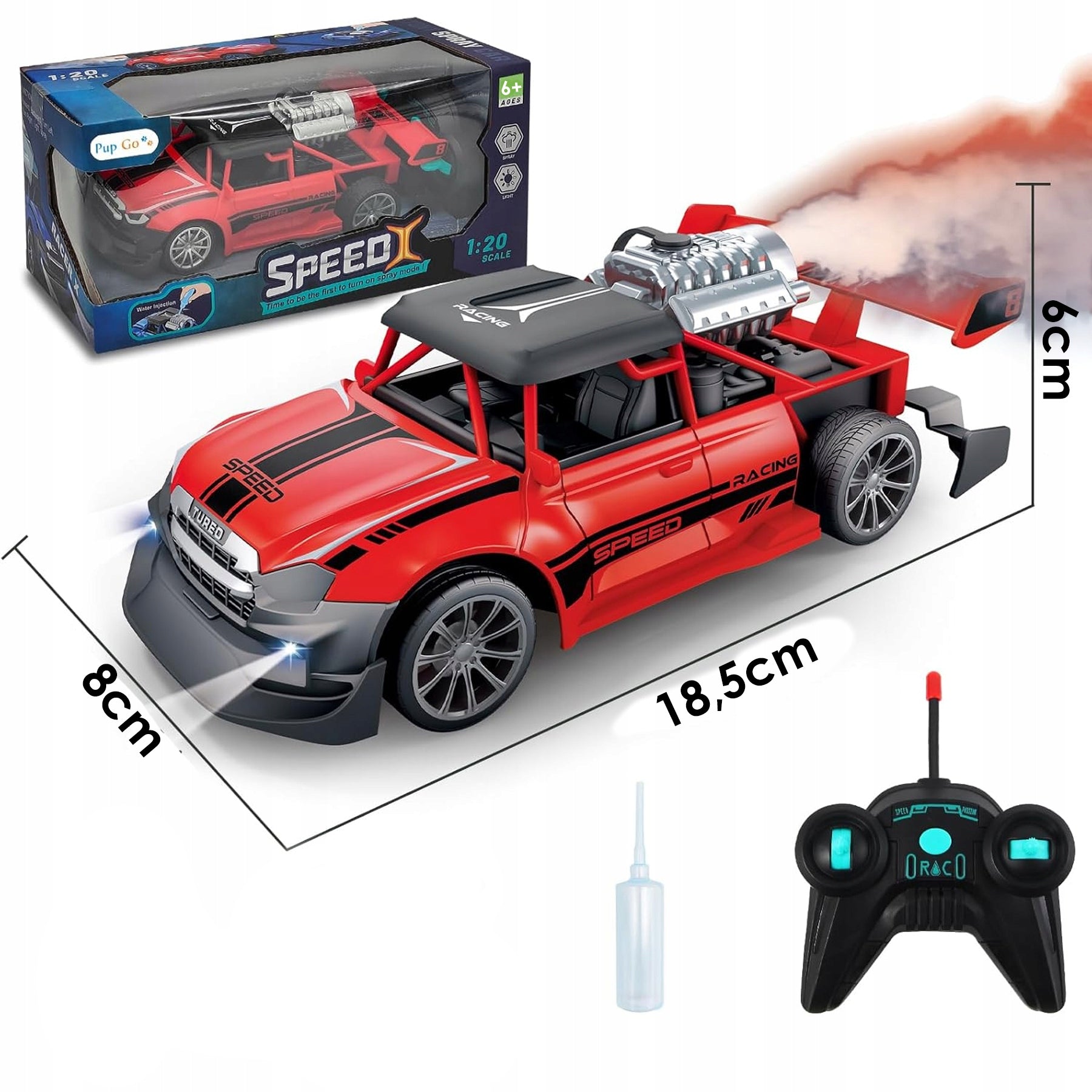 CAR REMOTE CONTROLLED AUTO RC LED SMOKE ON REMOTE CONTROL BATTERY Kind driving