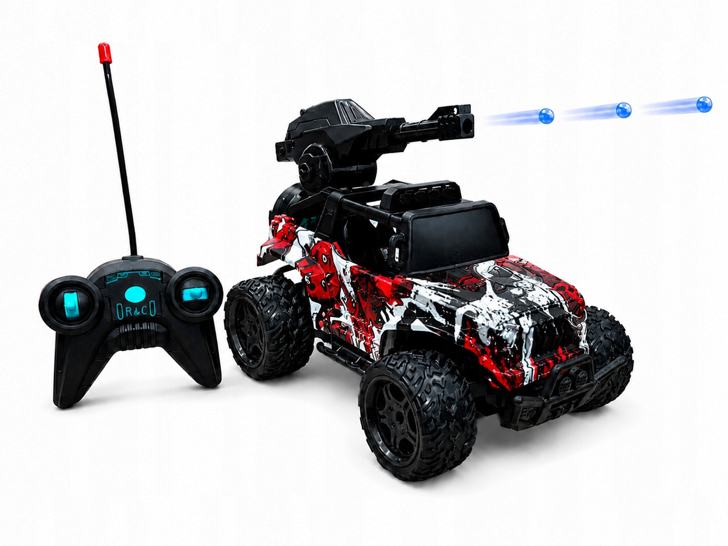 CAR REMOTE CONTROLLED JEEP 4X4 FOR CHILDREN CANNON FOR BALLS BATTERY