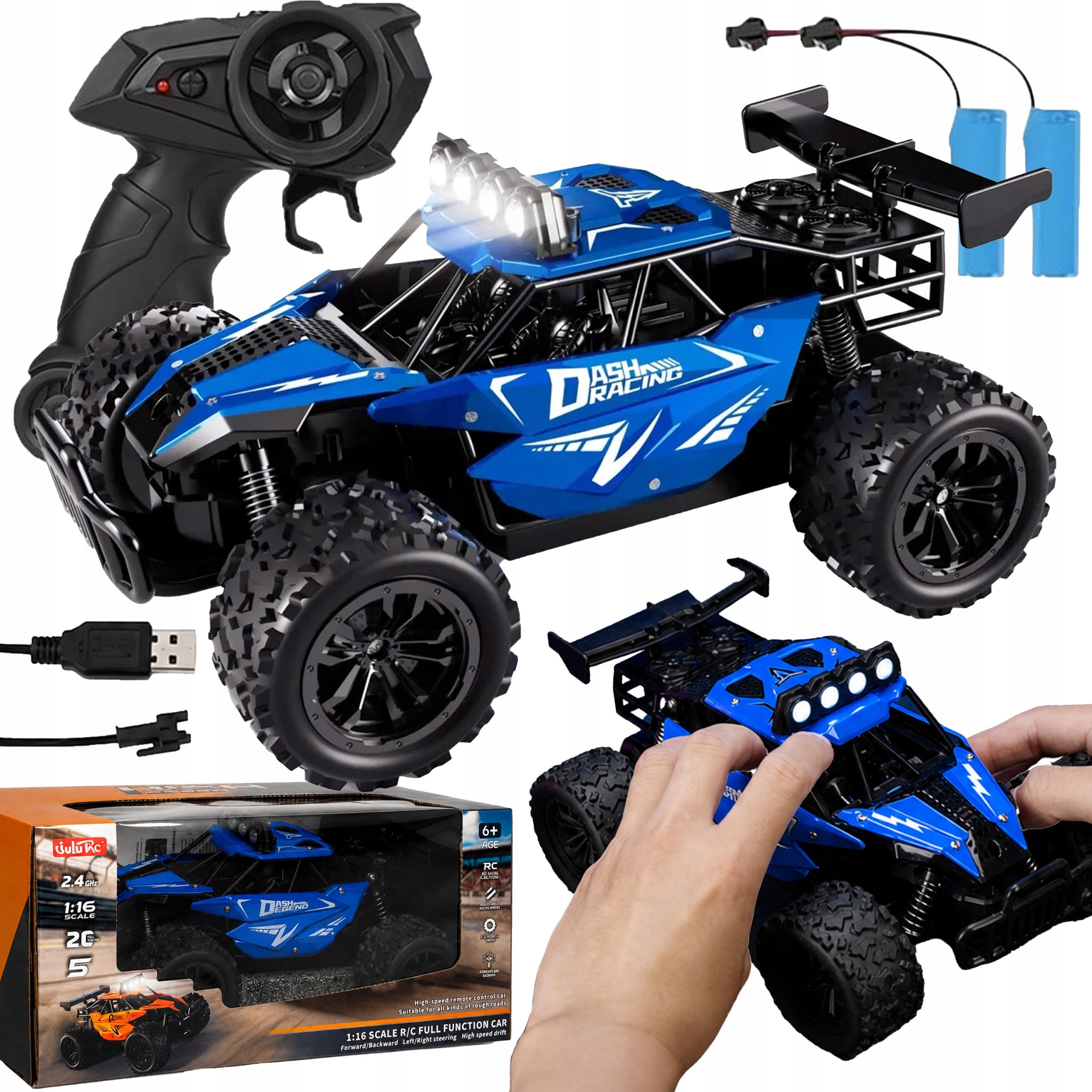 CAR REMOTE CONTROLLED LARGE AUTO RC METAL OFF-ROAD 40m + 2 BATTERIES