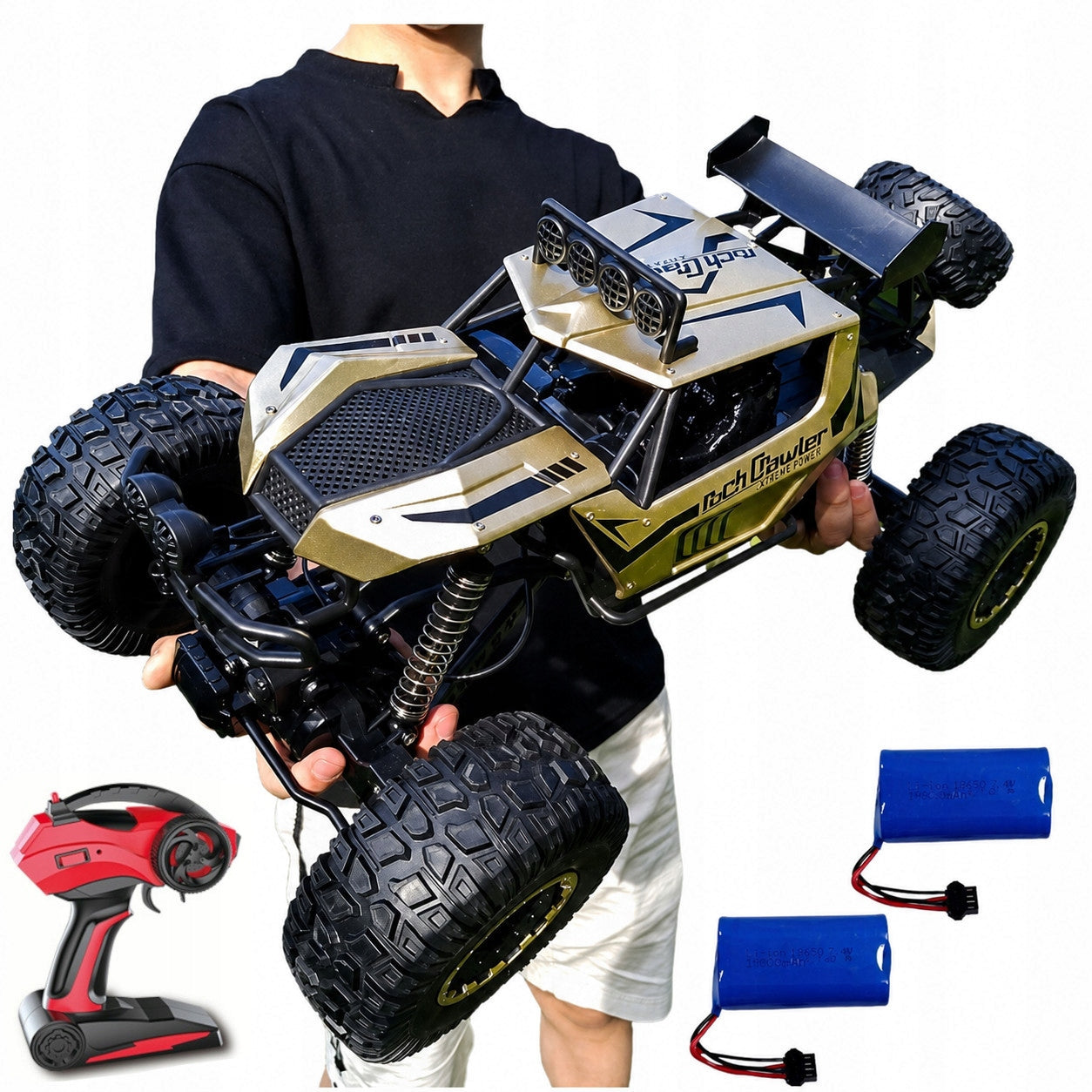 CAR REMOTE CONTROLLED OFF-ROAD 4x4 METAL AUTO GIANT RC 51cm LED 2 aku