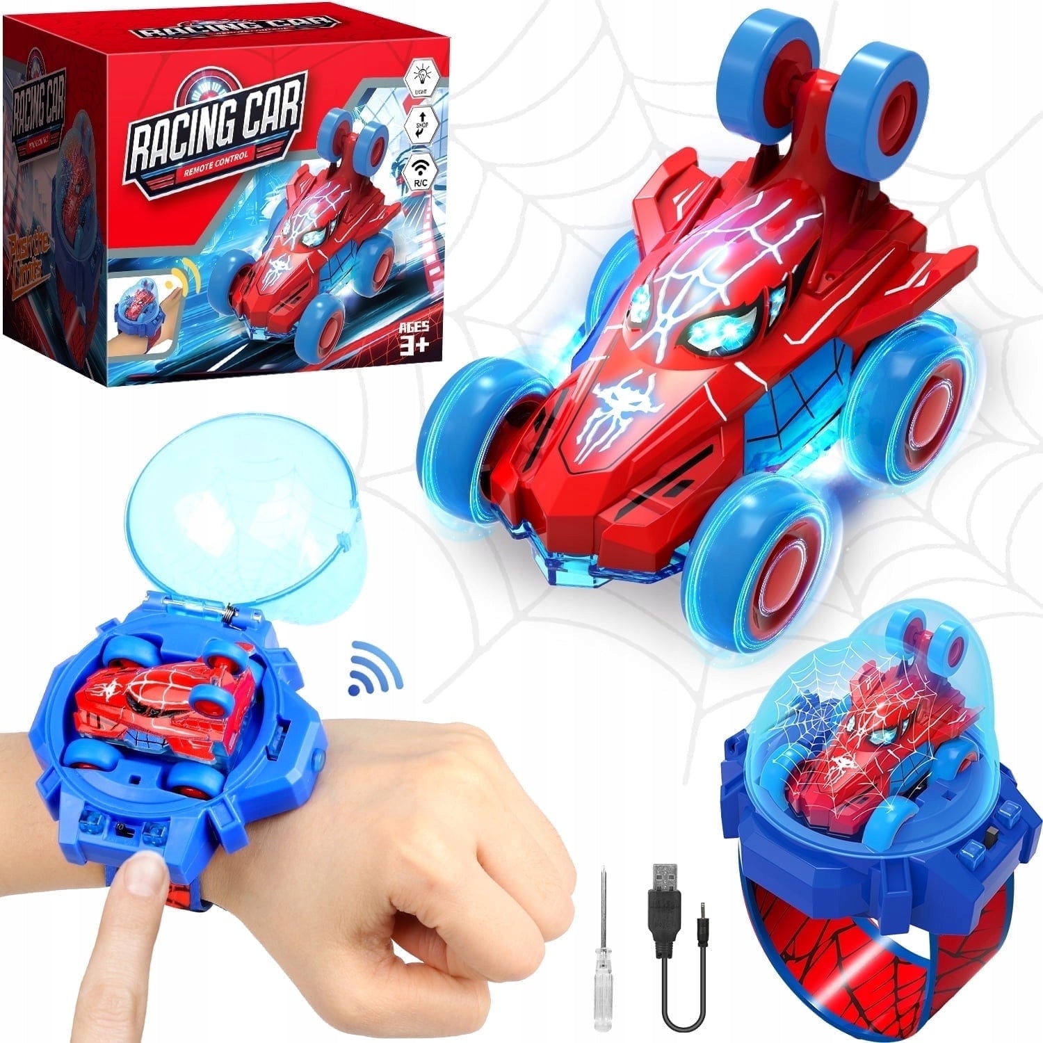 CAR REMOTE CONTROLLED RC WATCH TOY CAR SPIDER LED GIFT