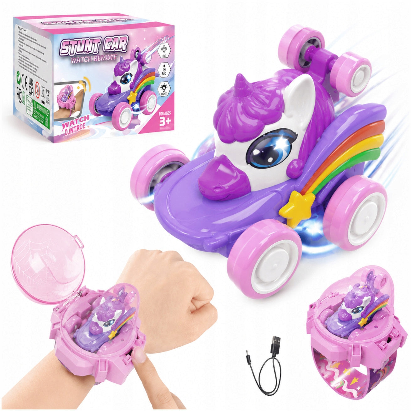 CAR REMOTE CONTROLLED RC WATCH UNICORN CAR LED