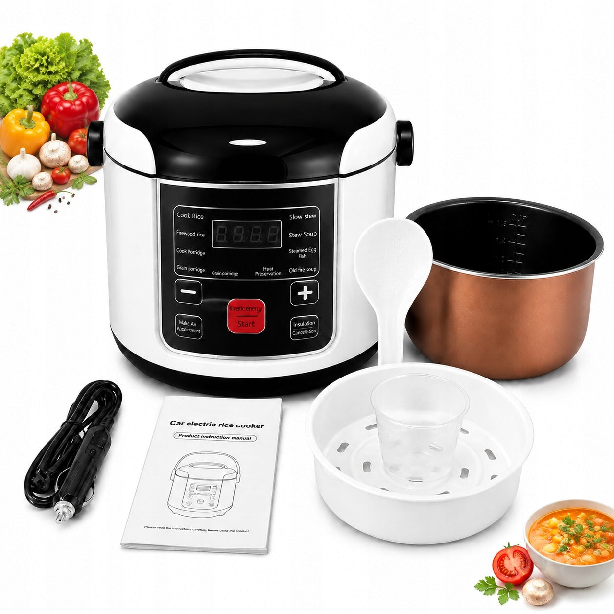 CAR RICE COOKER 2L MULTICOOKER 24V RICE TIR CAR BUS LCD TIMER