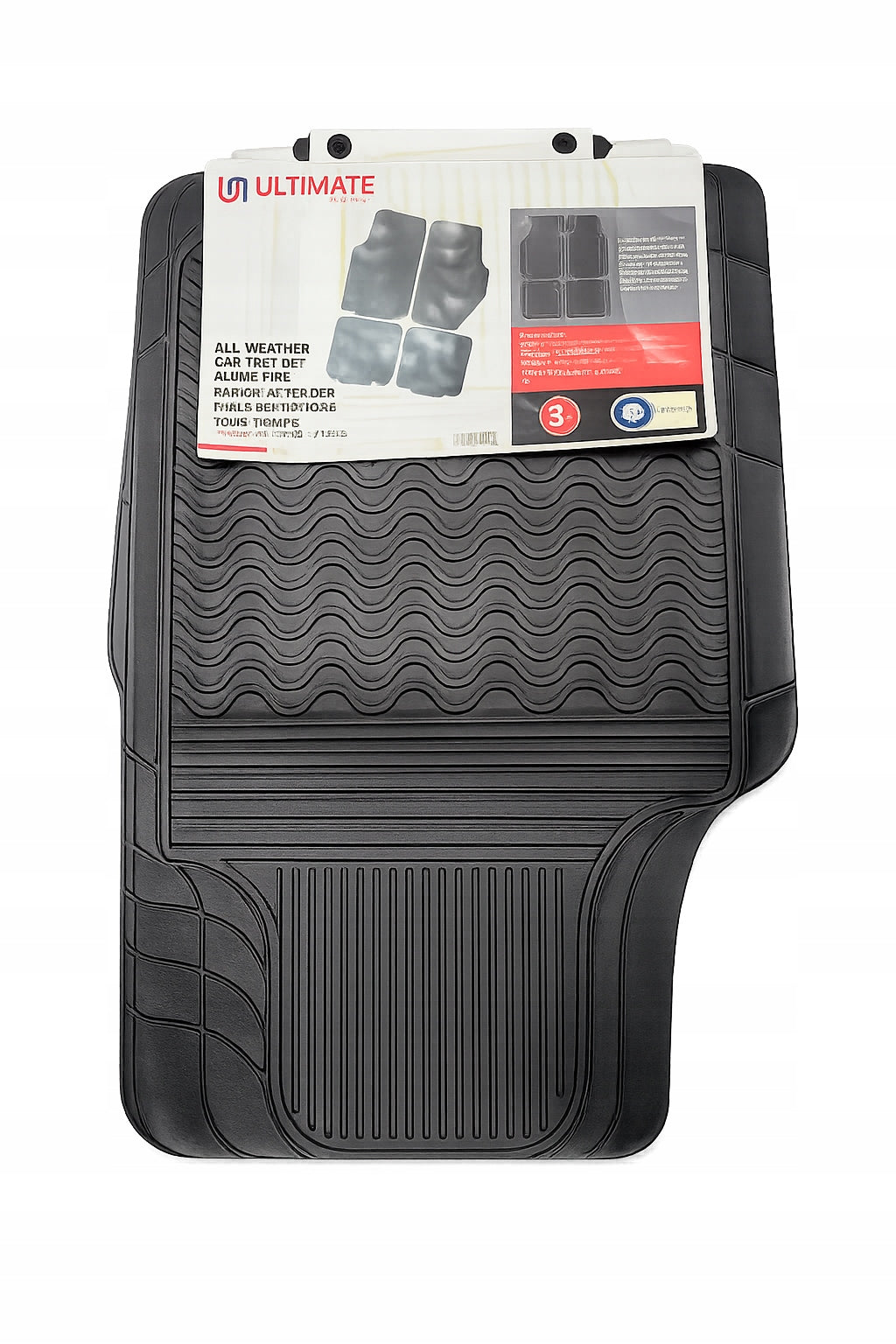 CAR RUGS RUBBER WIPERS BLACK UNIVERSAL TROUGH 4PCS