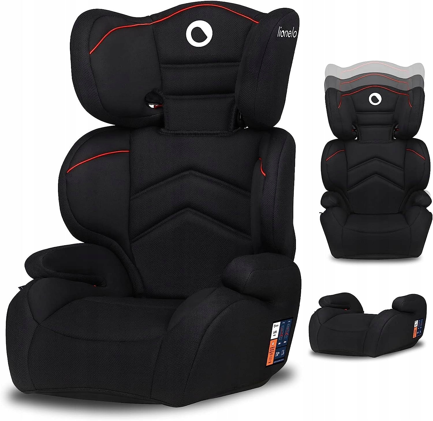 CAR SEAT LIONELO LARS 15-36 KG SPORT BLACK STAND HEADREST