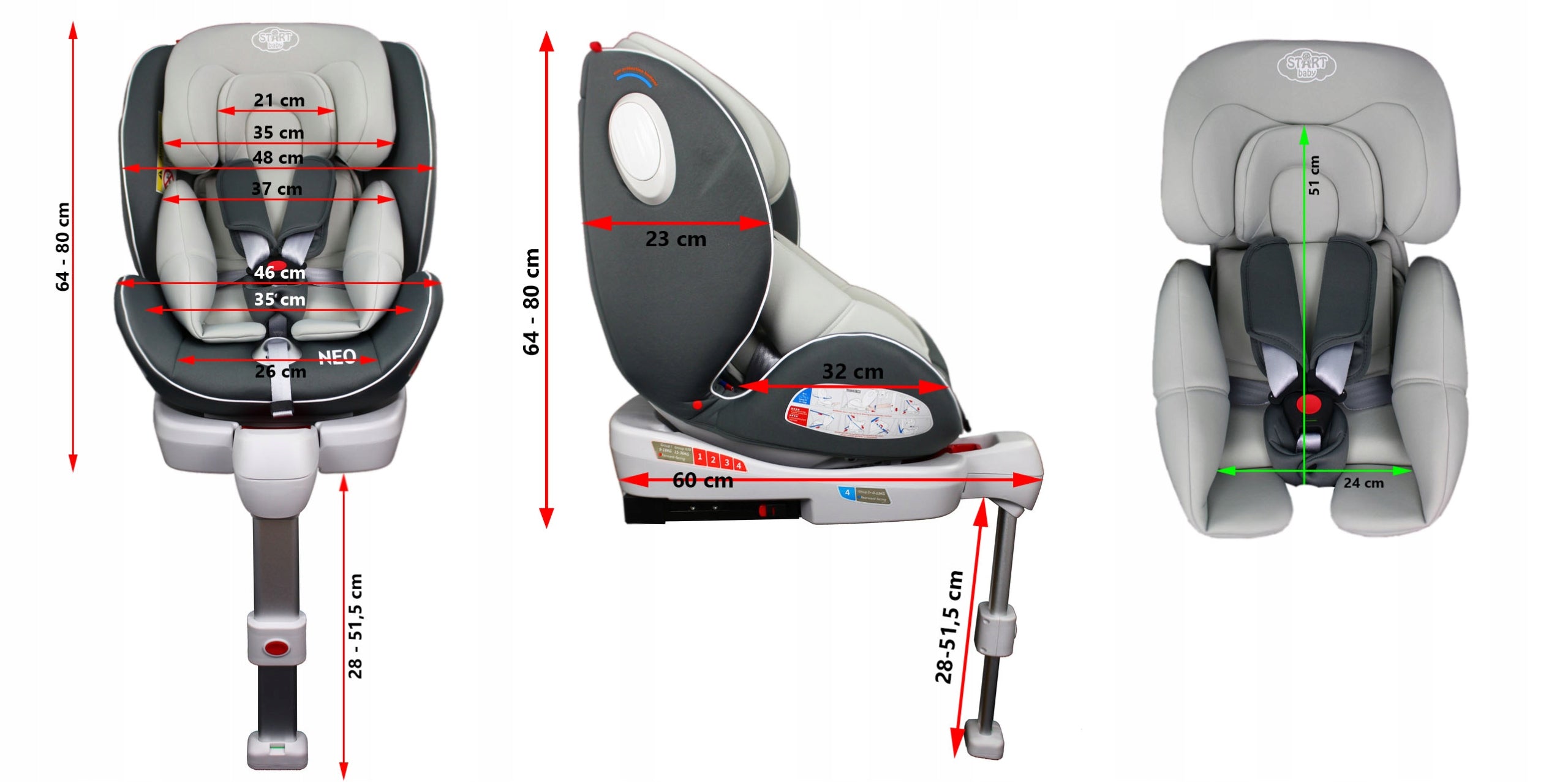 CAR SEAT STARTBABY 0-36 SWIVEL ISOFIX LEG QUICK INSTALLATION Manufacturer code ST/2S2