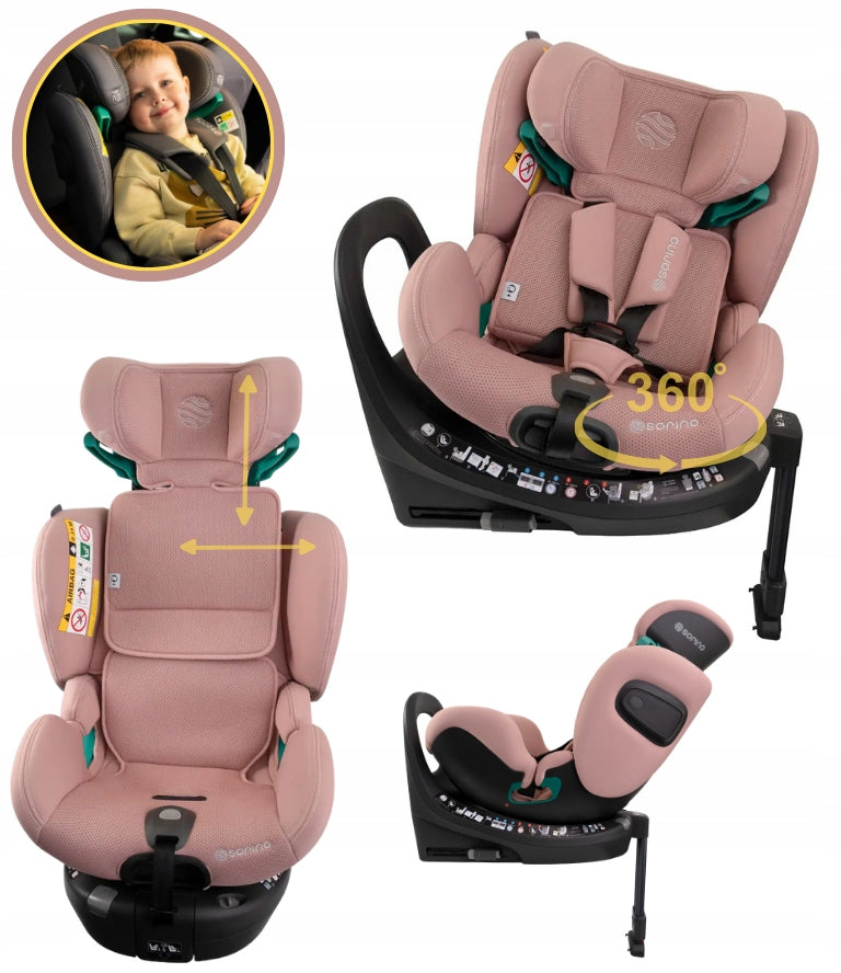 CAR SEAT SWIVEL BASE 360° 40-150CM ISIZE AURORA PINK SORINO