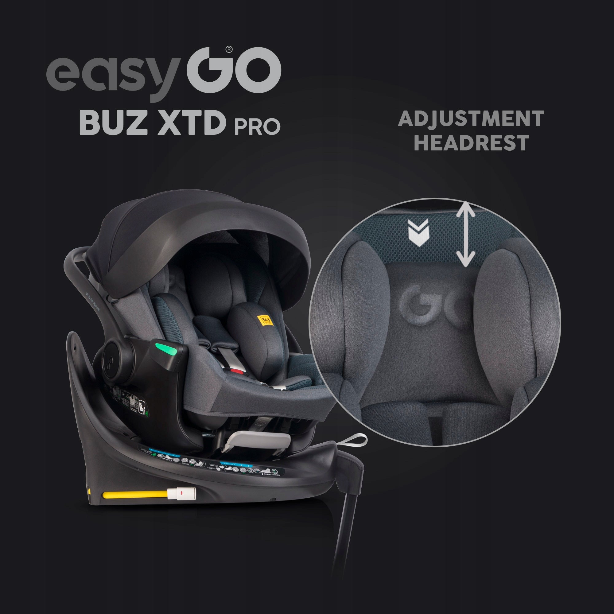 CAR SEAT SWIVEL BASE ISOFIX 270° i-SIZE 0-13 KG SIDE PROTECTION Brand Easy Go