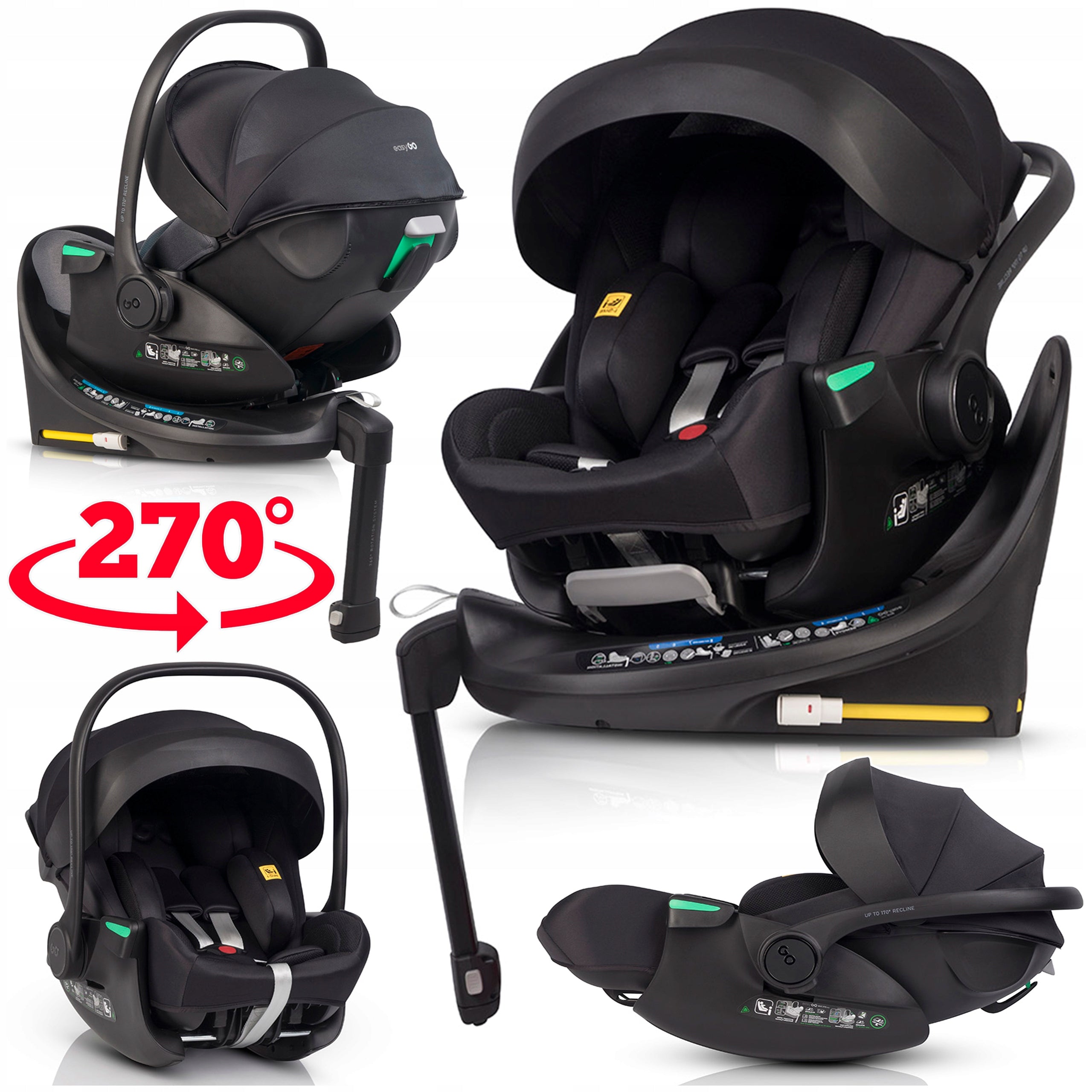 CAR SEAT SWIVEL BASE ISOFIX i-SIZE 0-13KG ADJUSTABLE CARRIER