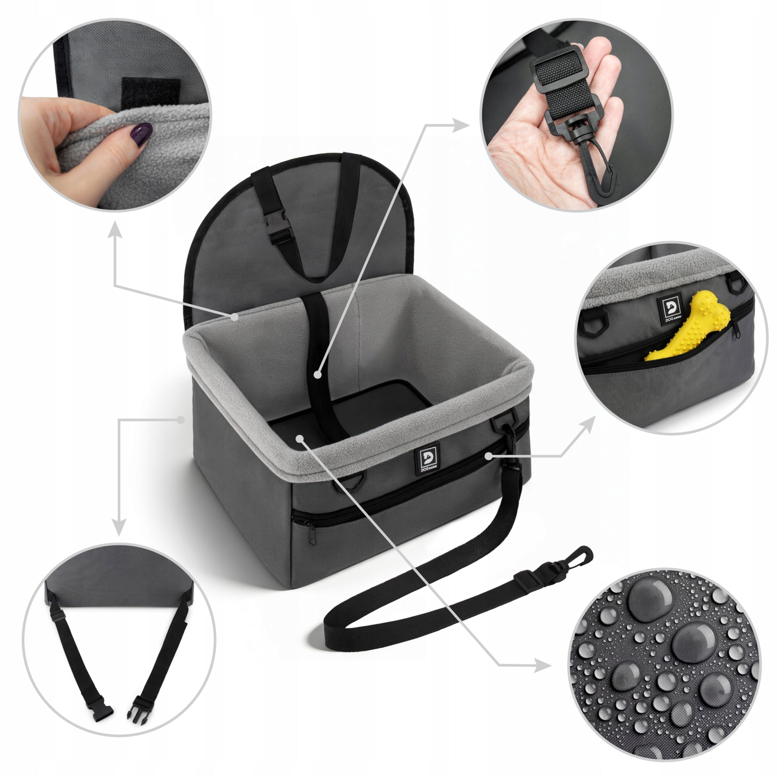 CAR SEAT WATERPROOF FOR CAT DOG SEAT TRANSPORTER Trade name Fotelik samochodowy pet cruiser szary