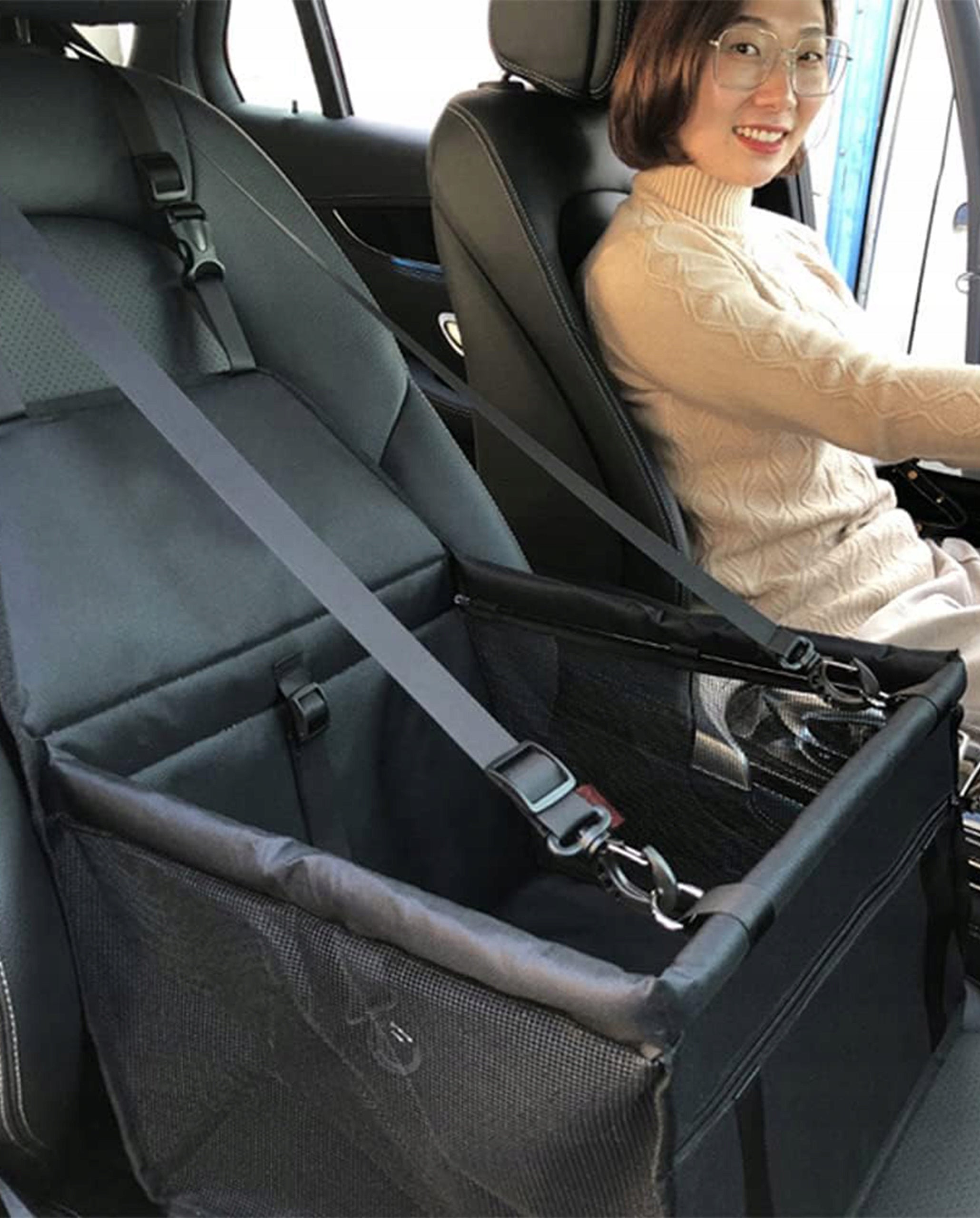 CAR SEAT for Dog Transporter Playpen for Car Bed Black Product height 42 cm