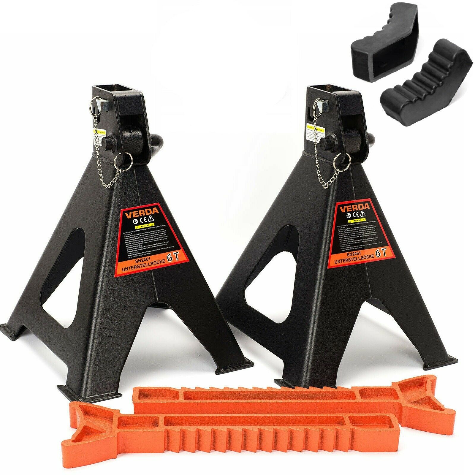 CAR SUPPORTS WITH LOCK 6T 2PCS + RUBBER MARE WORKSHOP SUPPORTS Brand Lehmann