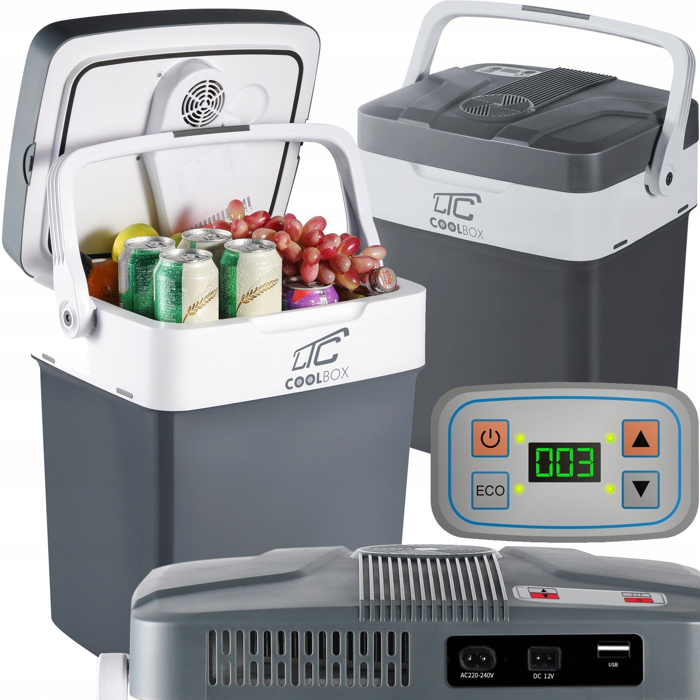 CAR TOURIST REFRIGERATOR 12V/230V USB 32L XXXL HEATING FUNCTION