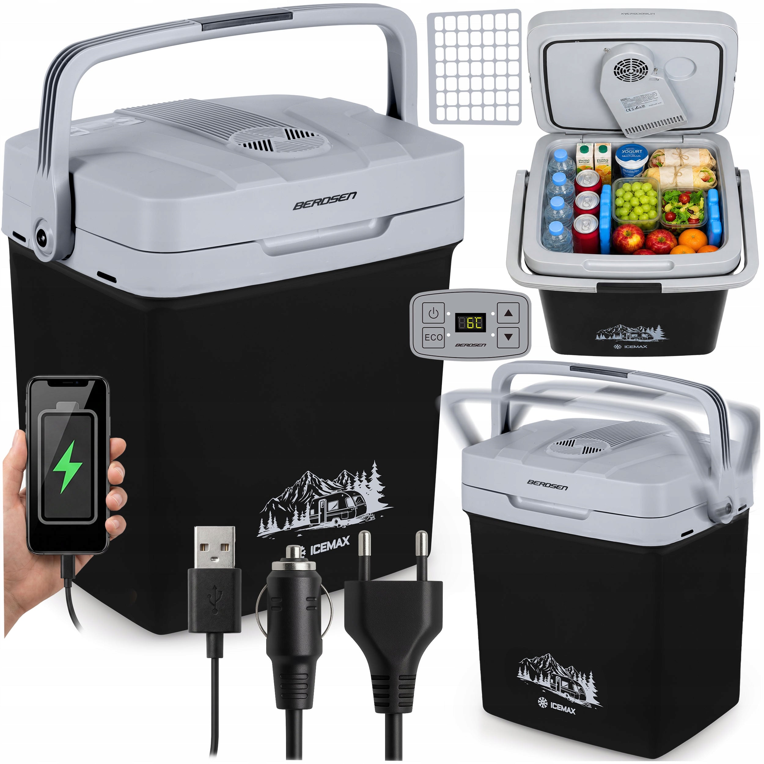 CAR TOURIST REFRIGERATOR 12V/230V USB HEATING FUNCTION 26L