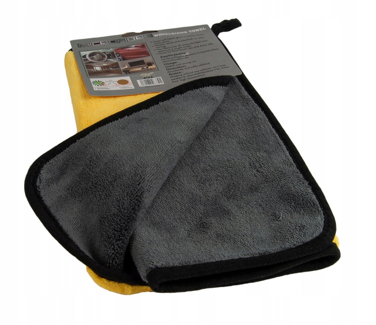 CAR TOWEL MICROFIBER CLOTH DETAILING SOFT 30x60 YELLOW GREY Packaging status original