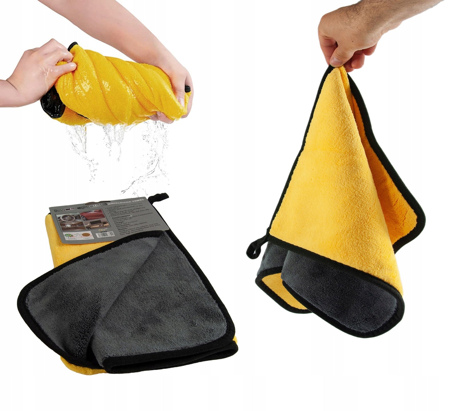 CAR TOWEL MICROFIBER CLOTH DETAILING SOFT 30x60 YELLOW GREY
