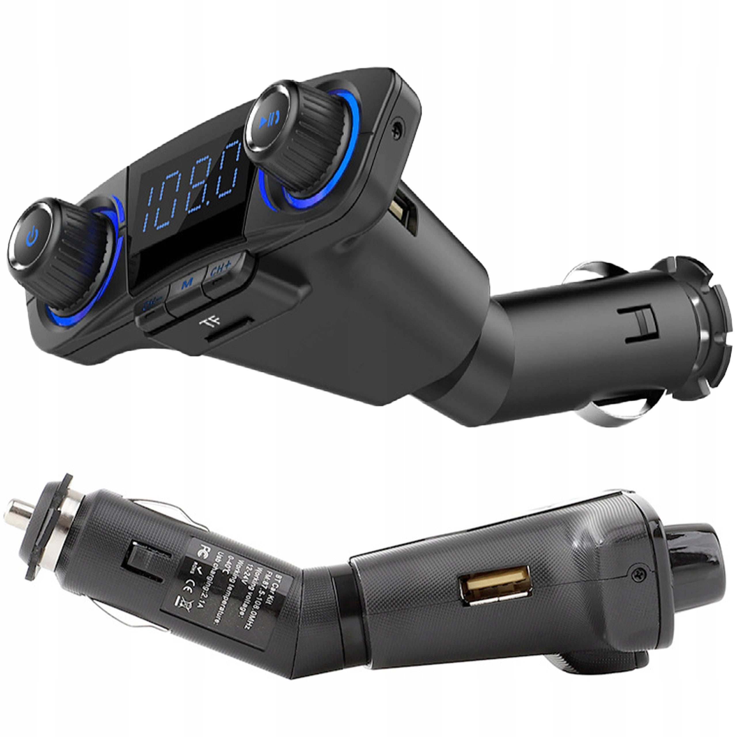 CAR TRANSMITTER FM BLUETOOTH 5.0 2X USB CHARGER 8IN1 MOVABLE ARM Manufacturer code E666
