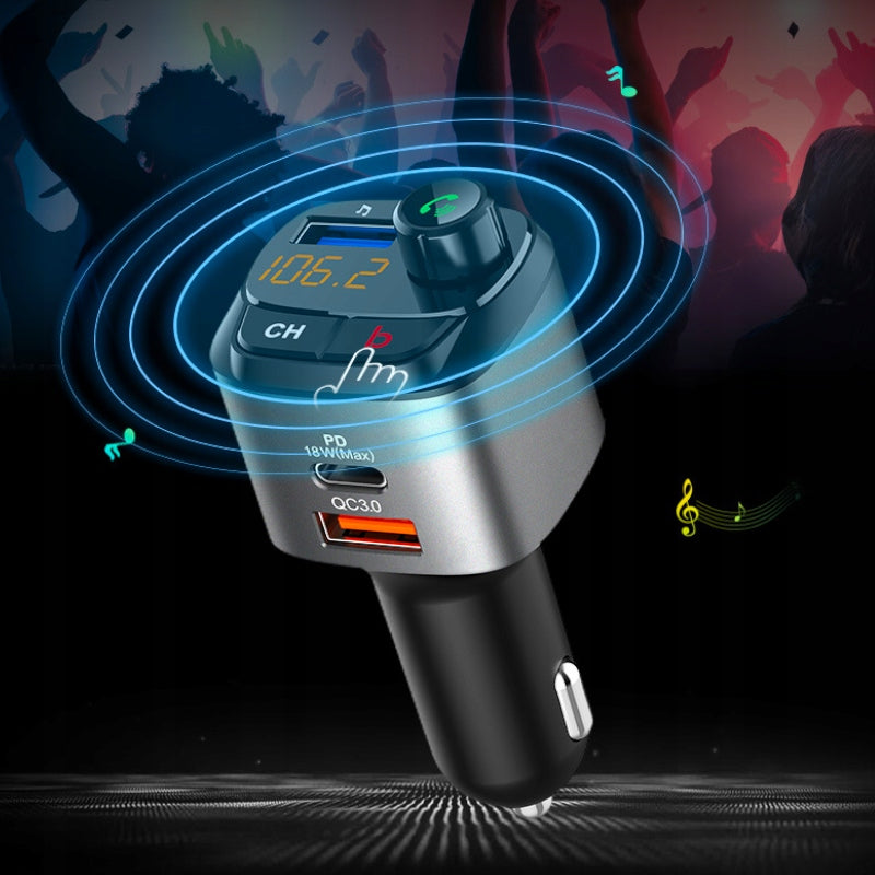 CAR TRANSMITTER FM BLUETOOTH KIT LOUD TALKING CHARGER QC 3.0 Packaging status original
