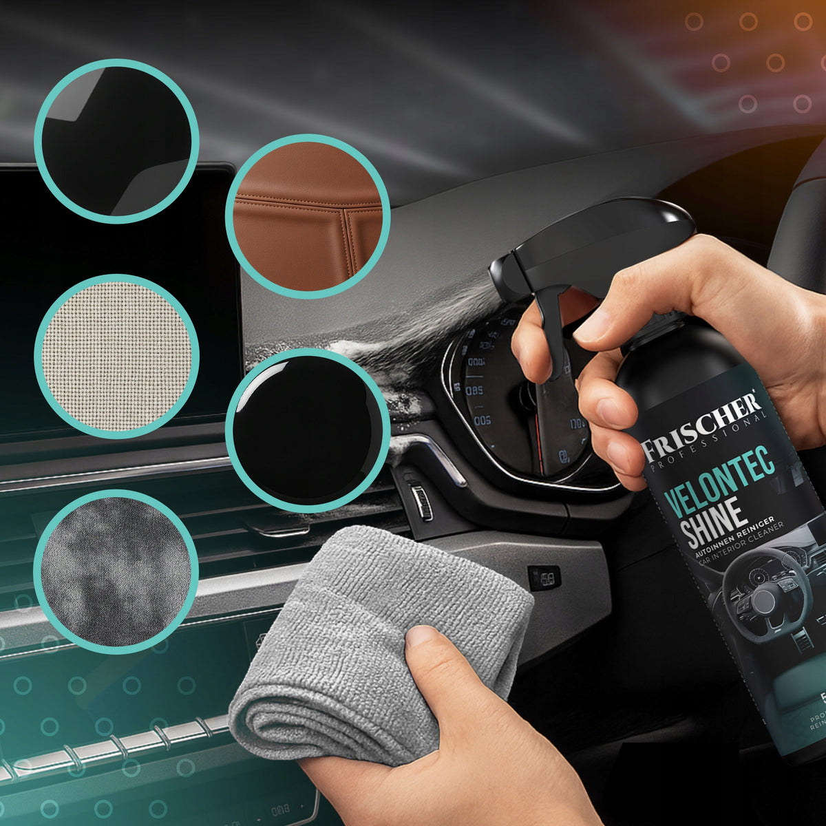 CAR UPHOLSTERY CLEANER PLASTIC CAR SET 3IN1 Manufacturer Frischer Professional