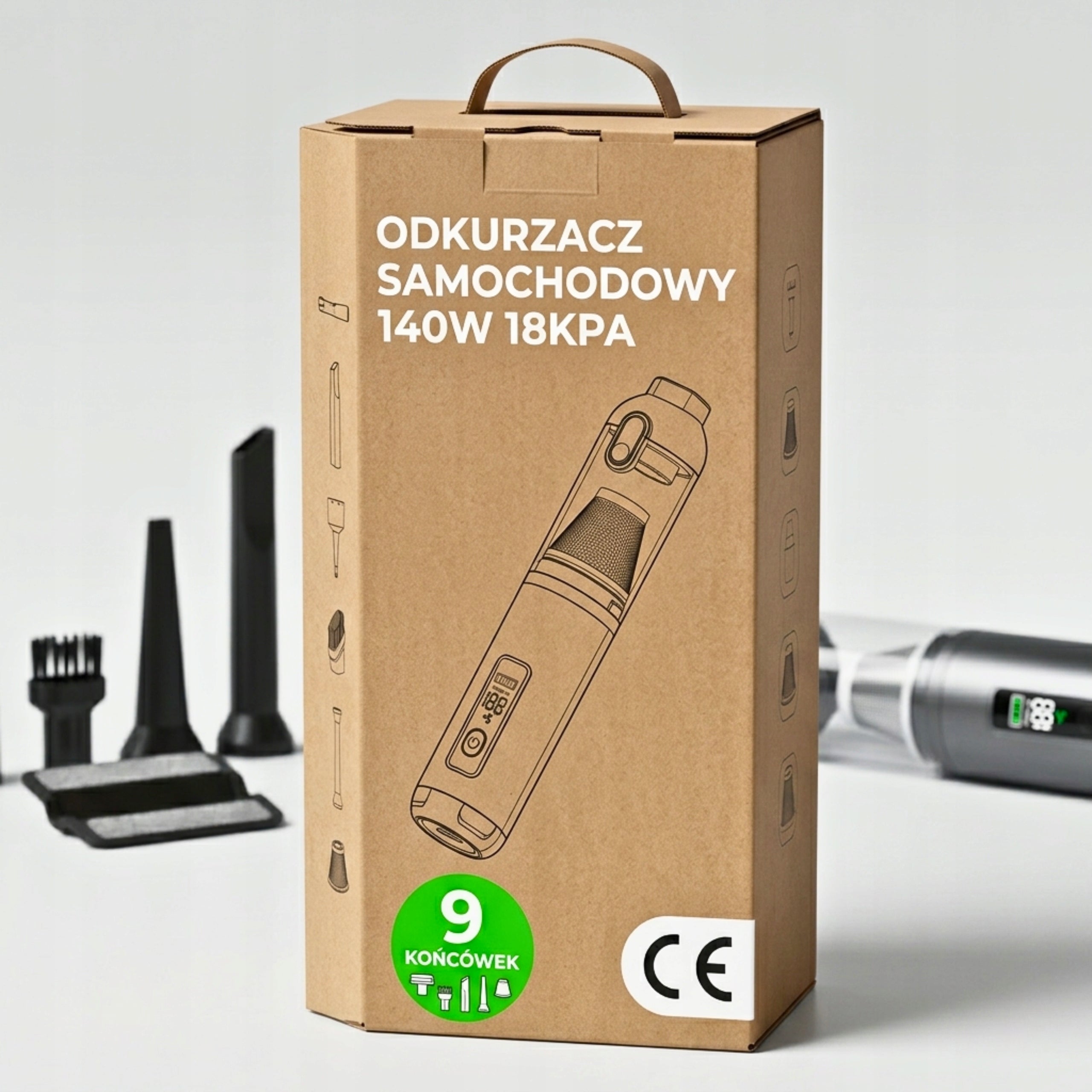 CAR VACUUM CLEANER CORDLESS HANDHELD 140W 18KPA CORDLESS POWERFUL Dust container volume 0.2 l