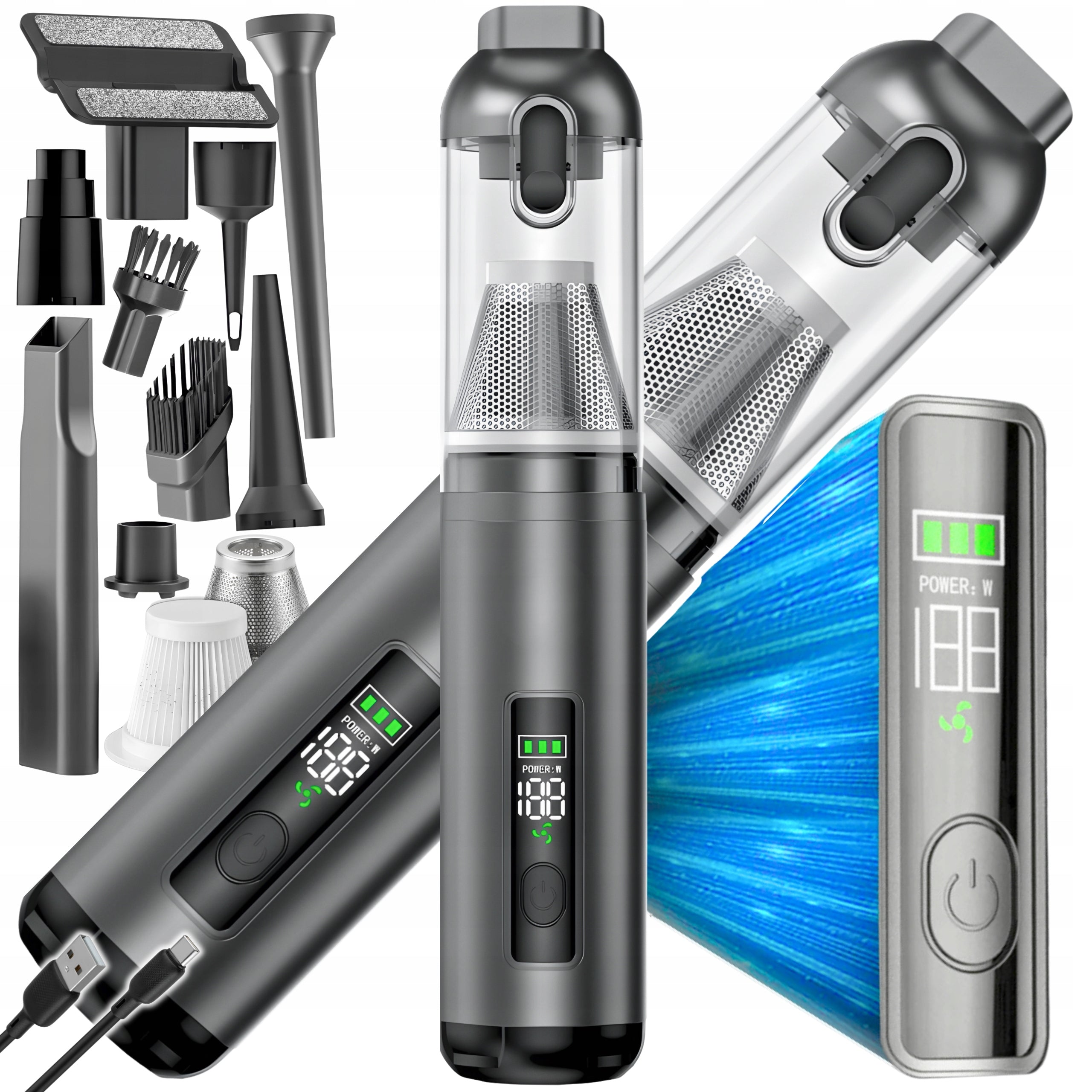 CAR VACUUM CLEANER CORDLESS HANDHELD 140W 18KPA CORDLESS POWERFUL