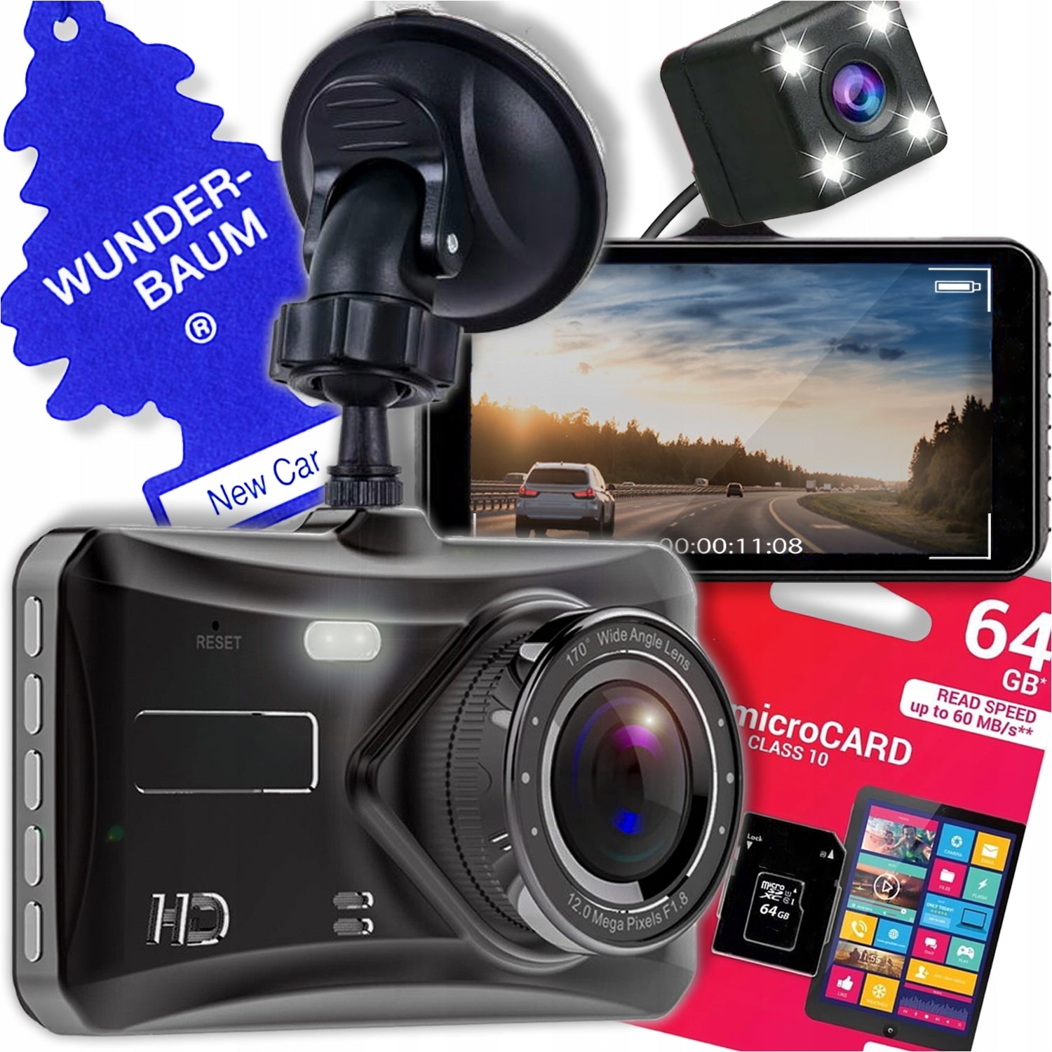 CAR VIDEO RECORDER FRONT REAR CAR CAMERA Touch Menu PL Brand no brand