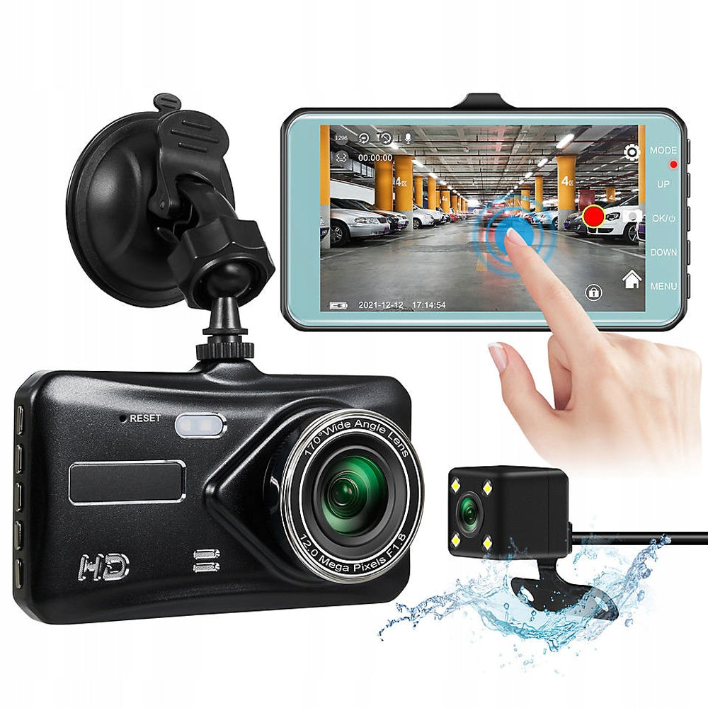 CAR VIDEO RECORDER FRONT REAR CAR CAMERA Touch Menu PL