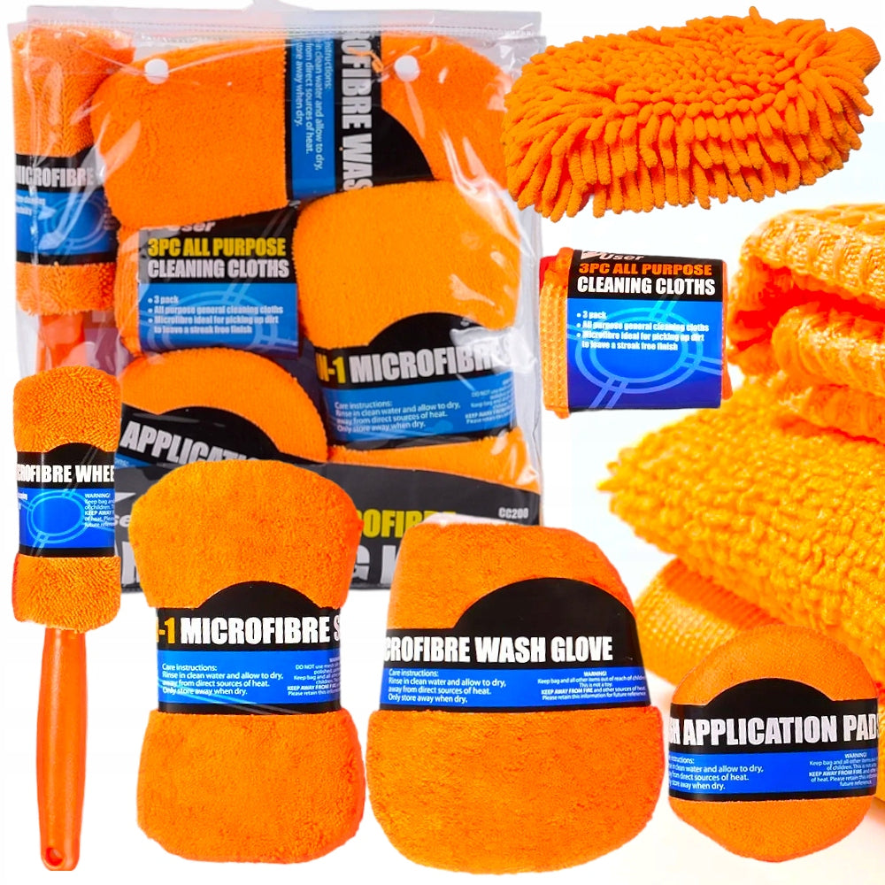 CAR WASH SPONGE CLEANING KIT MICROFIBER GLOVE
